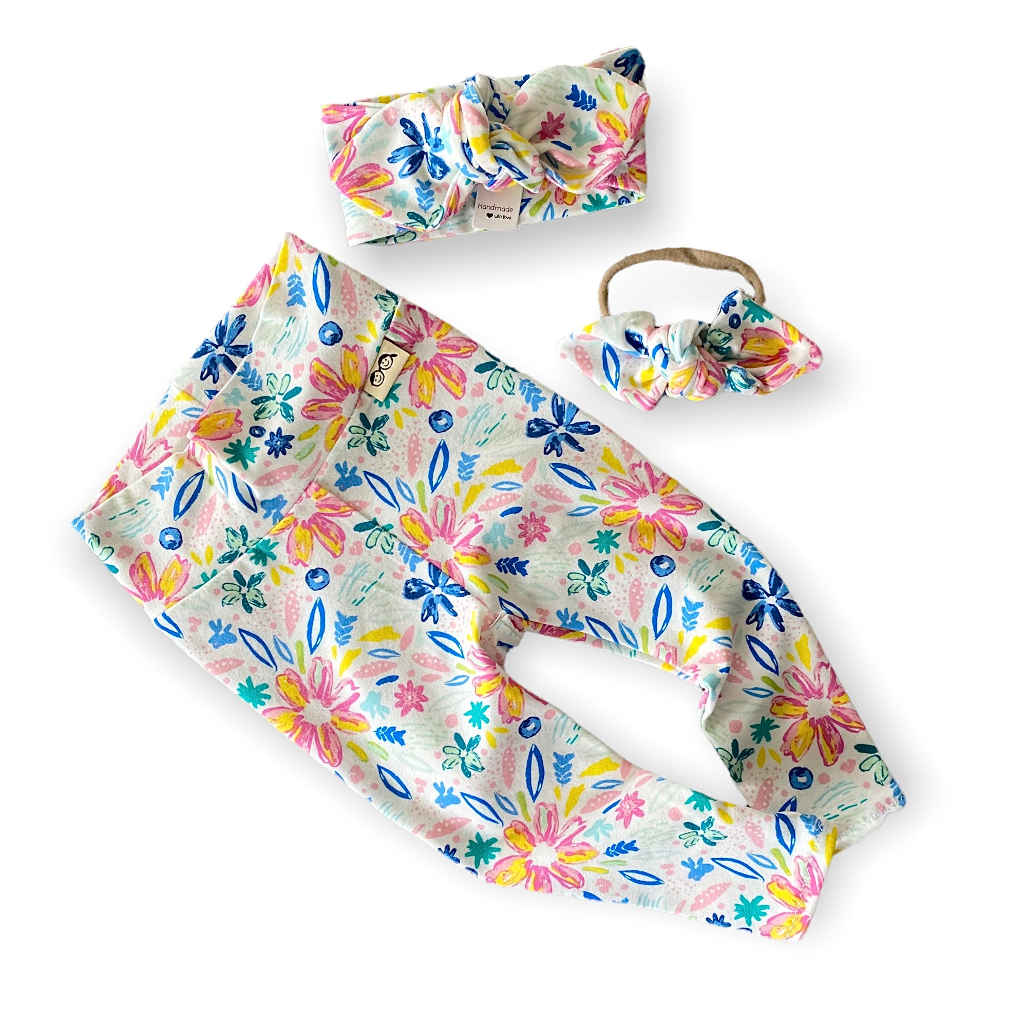 Colorful Flower Art Leggings and/or Headbands