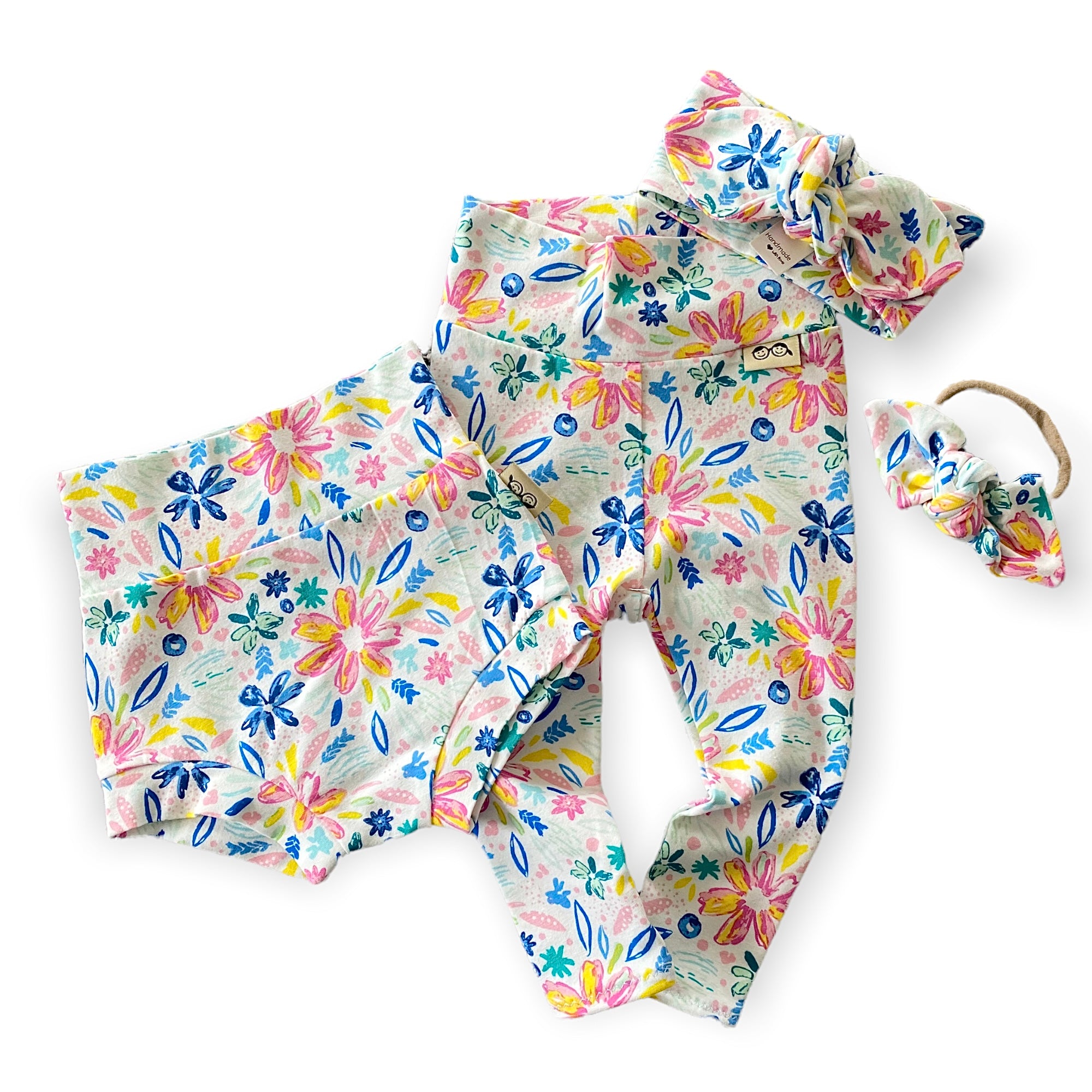 Colorful Flower Art Bummies and/or Headbands