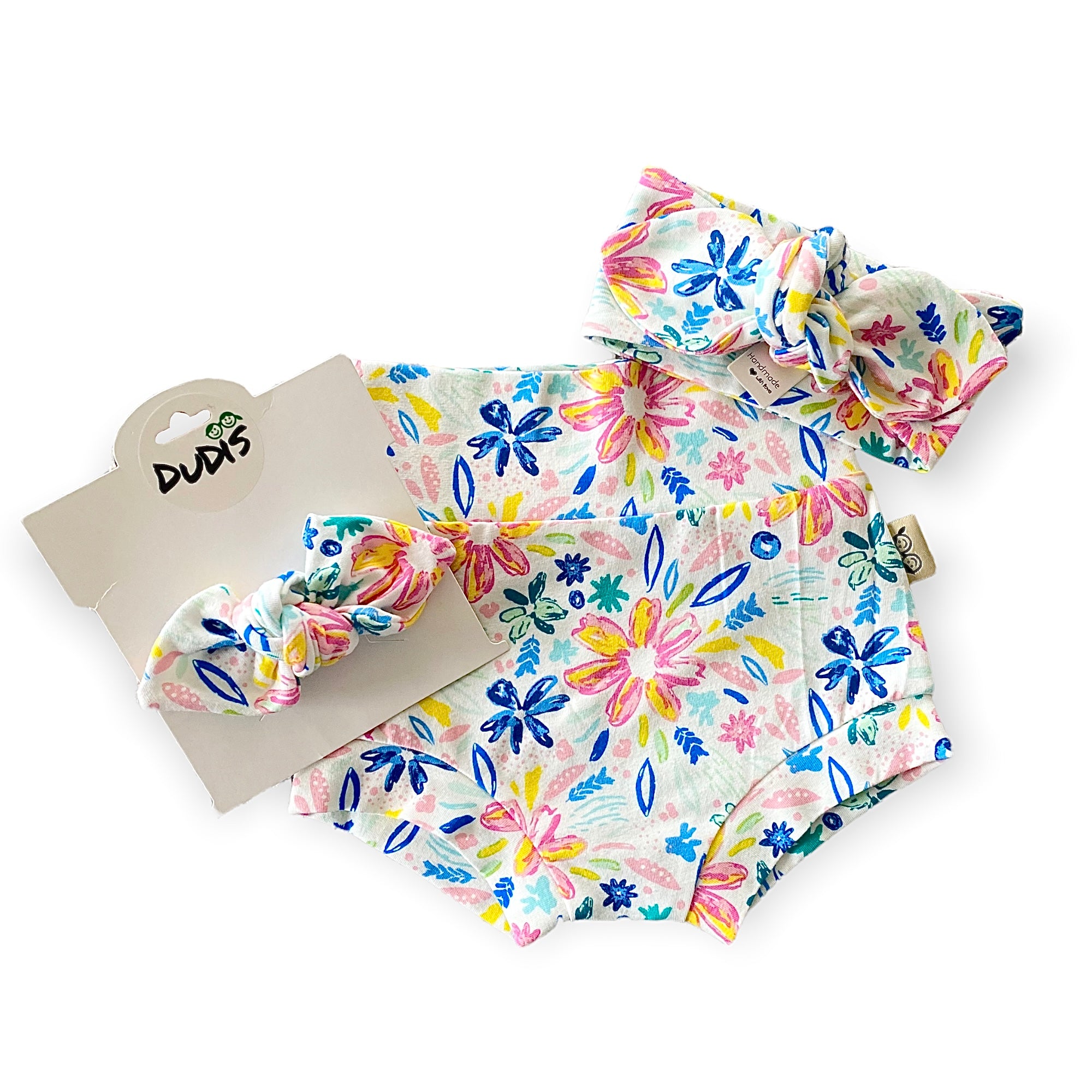 Colorful Flower Art Bummies and/or Headbands