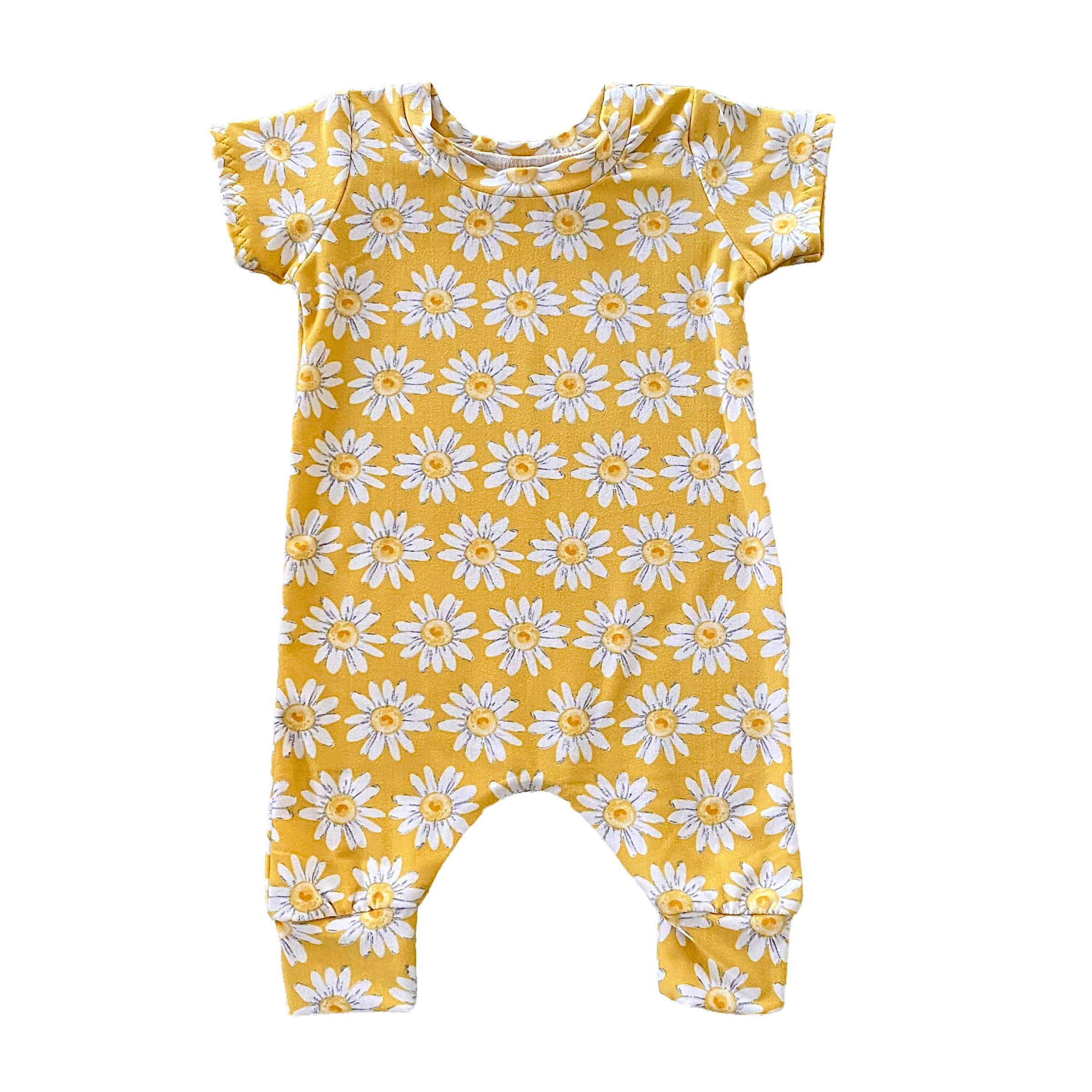 Spring Daisies on Yellow Harem Romper