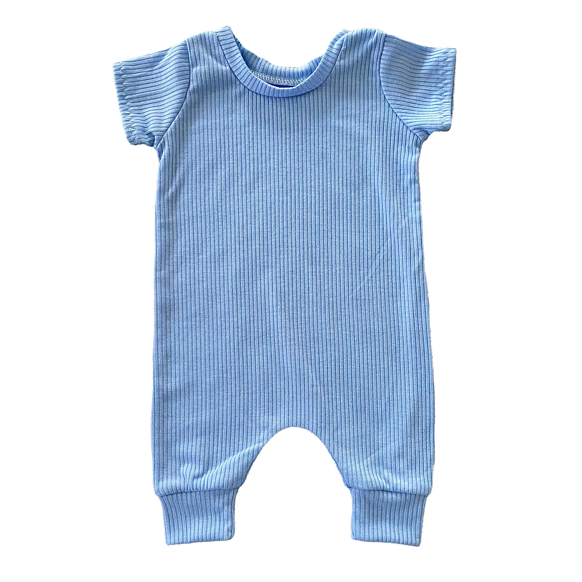 Blue Ribbed Harem Romper