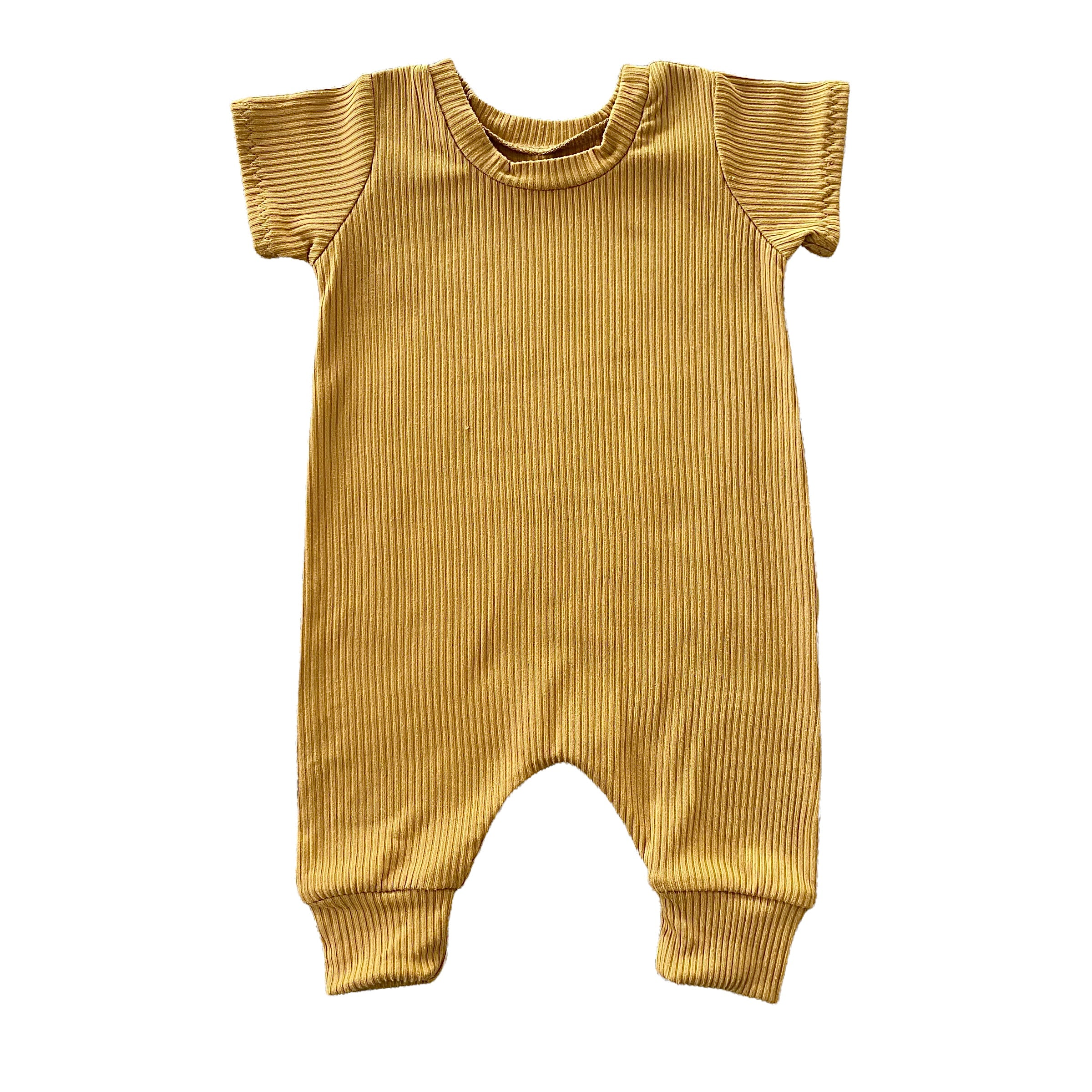 Mustard Ribbed Harem Romper