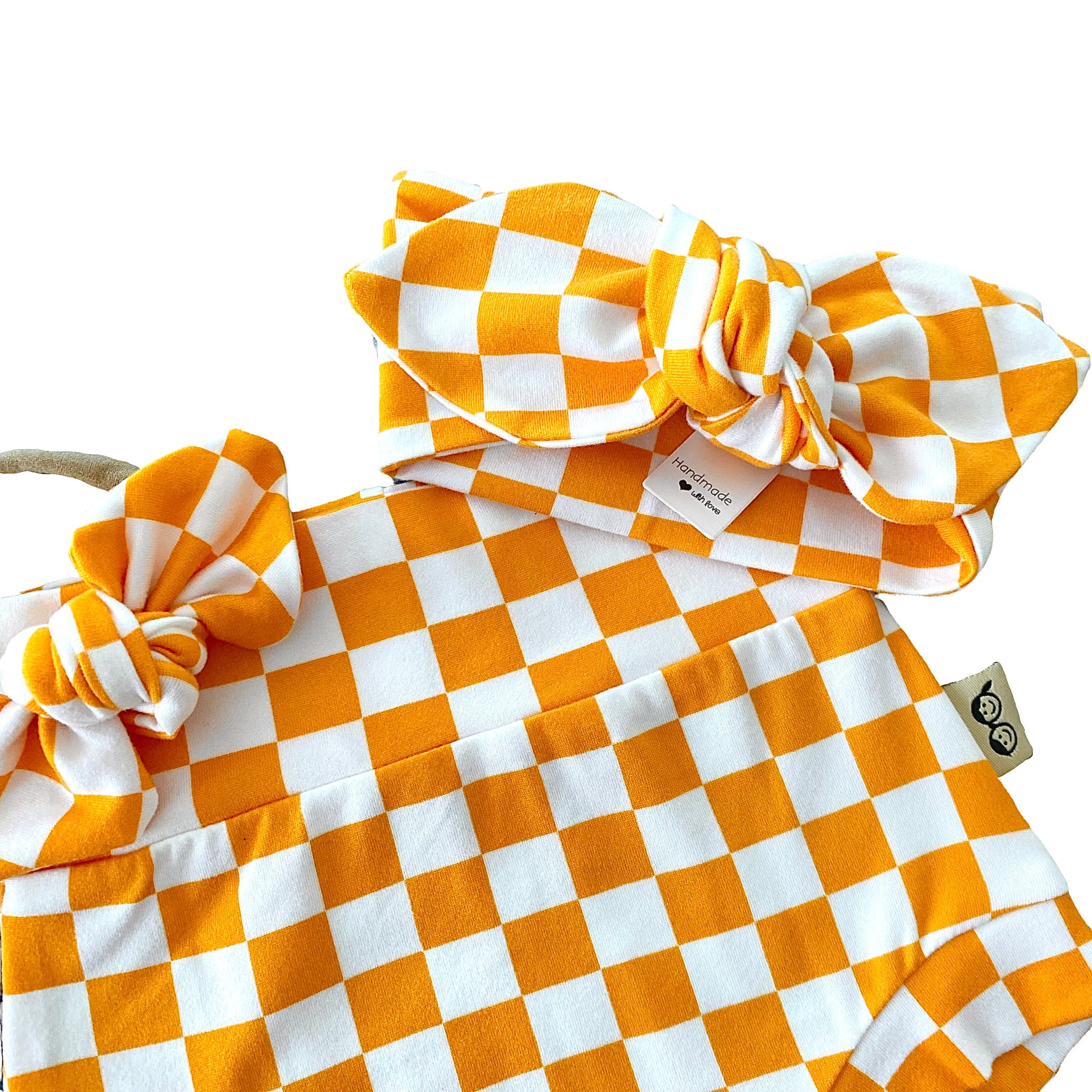 Yellow Retro Checkered Bummies and/or Headbands
