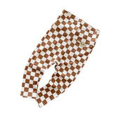Brown Retro Checkered Leggings