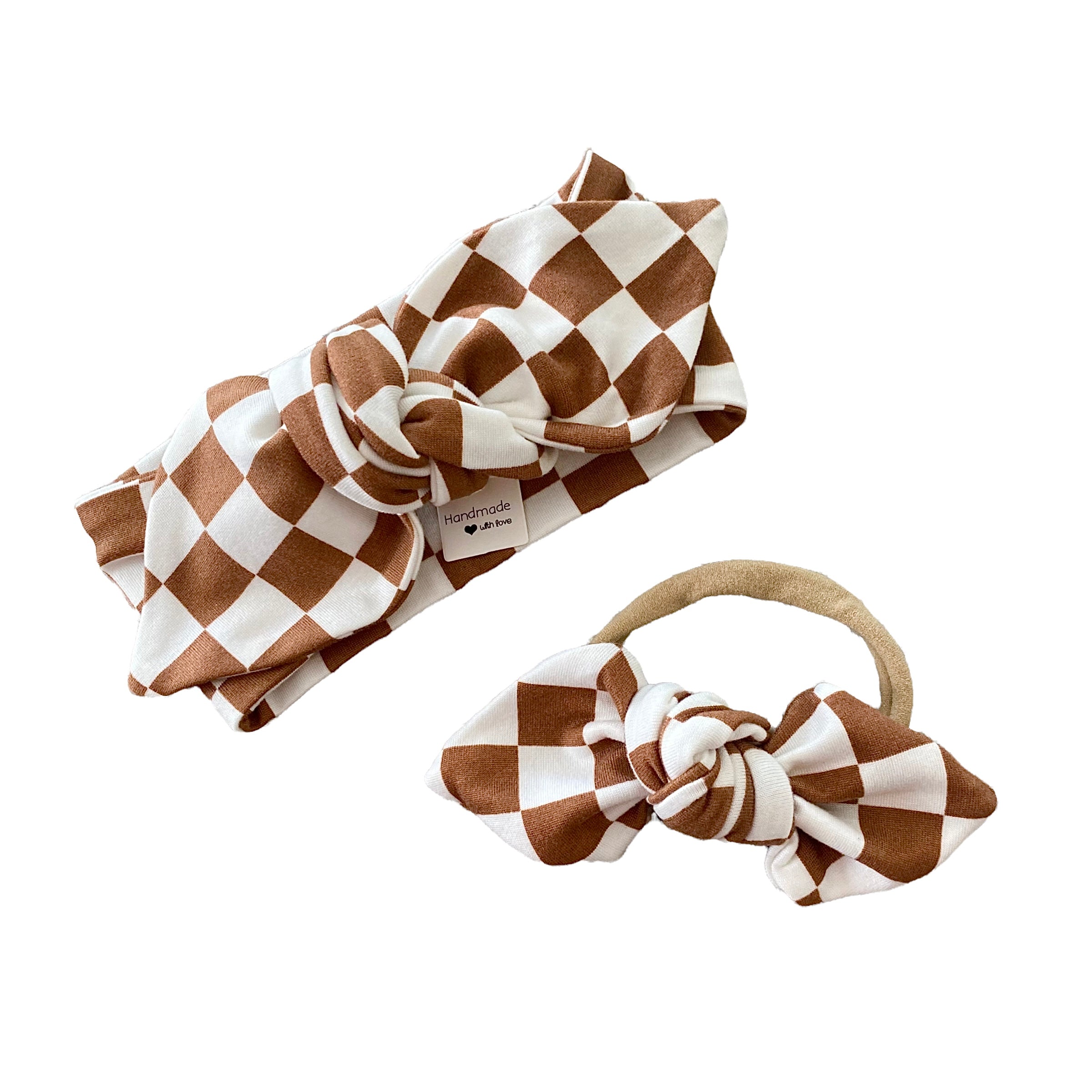 Brown Retro Checkered Leggings and/or Headbands