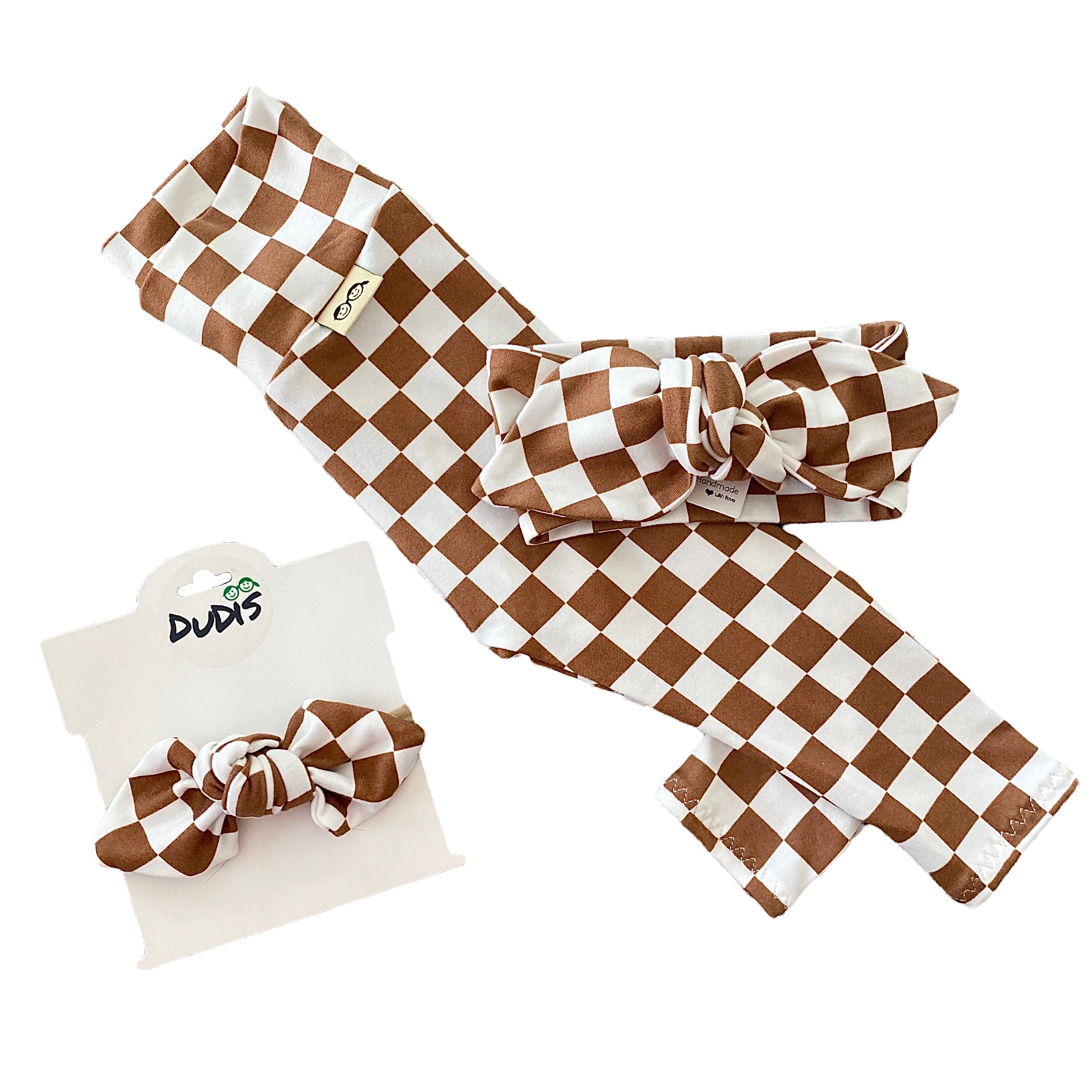 Brown Retro Checkered Leggings and/or Headbands