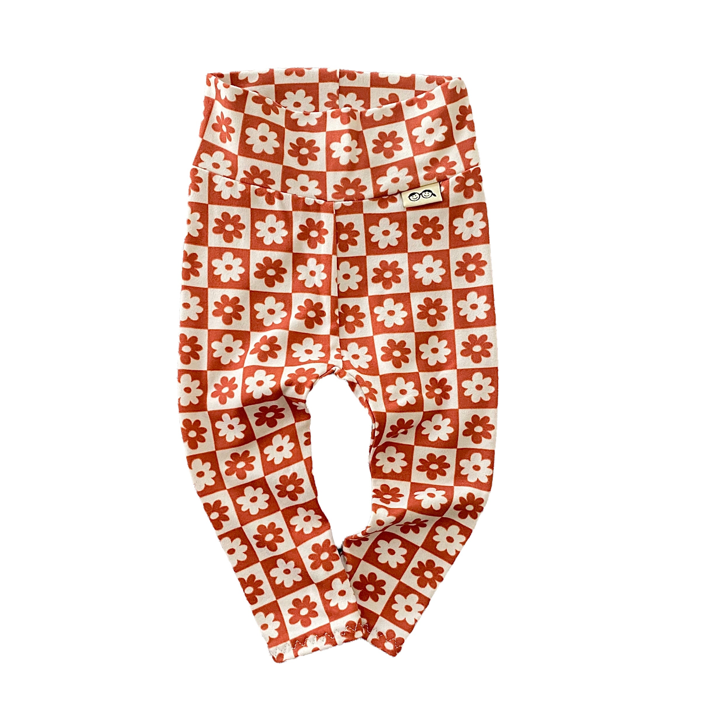 Orange and Ivory Checkered Florals Leggings and/or Headbands