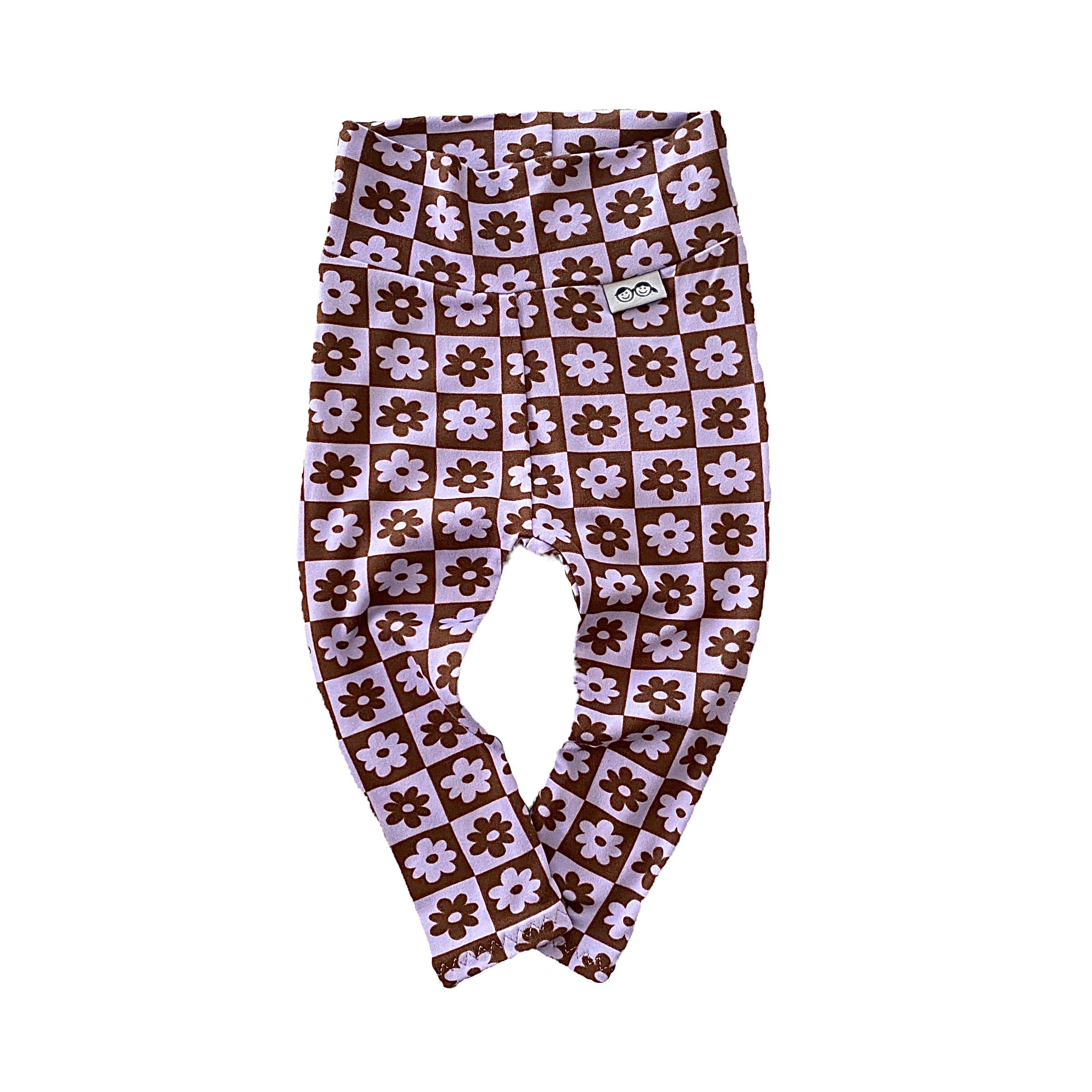 Purple and White Checkered Florals Leggings and/or Headbands