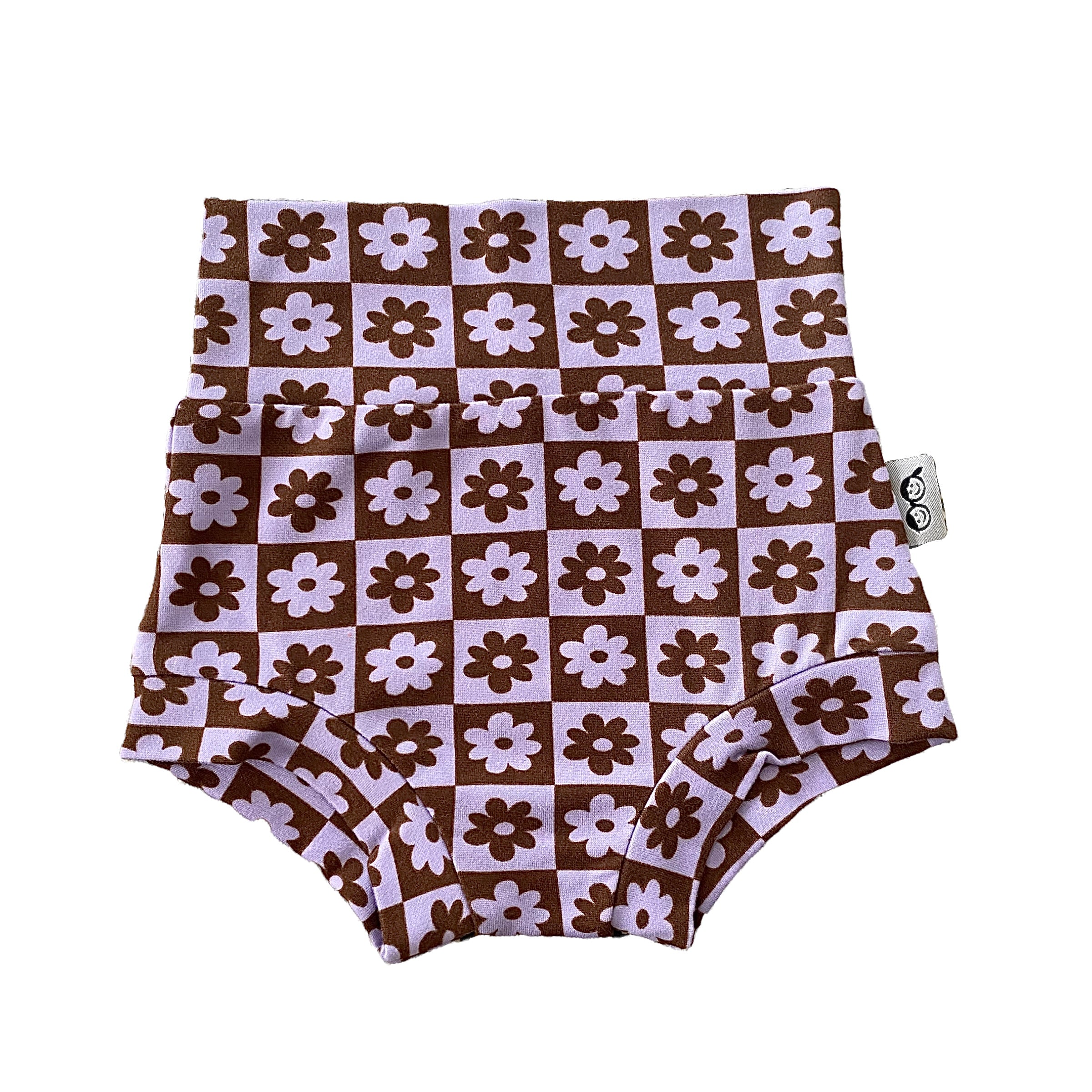 Purple and White Checkered Florals Bummies and/or Headbands