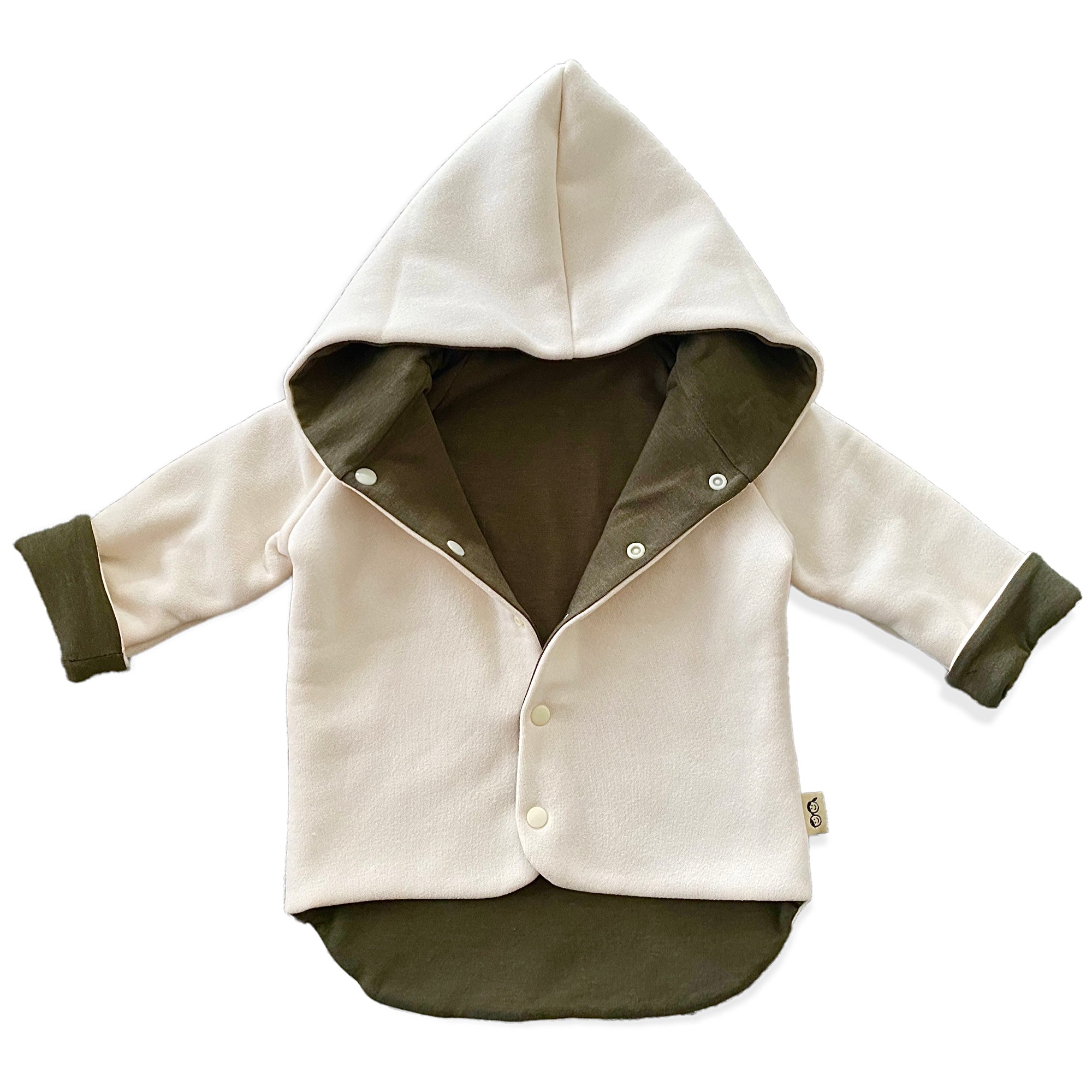 Barely Beige and Heather Olive Hooded Jacket