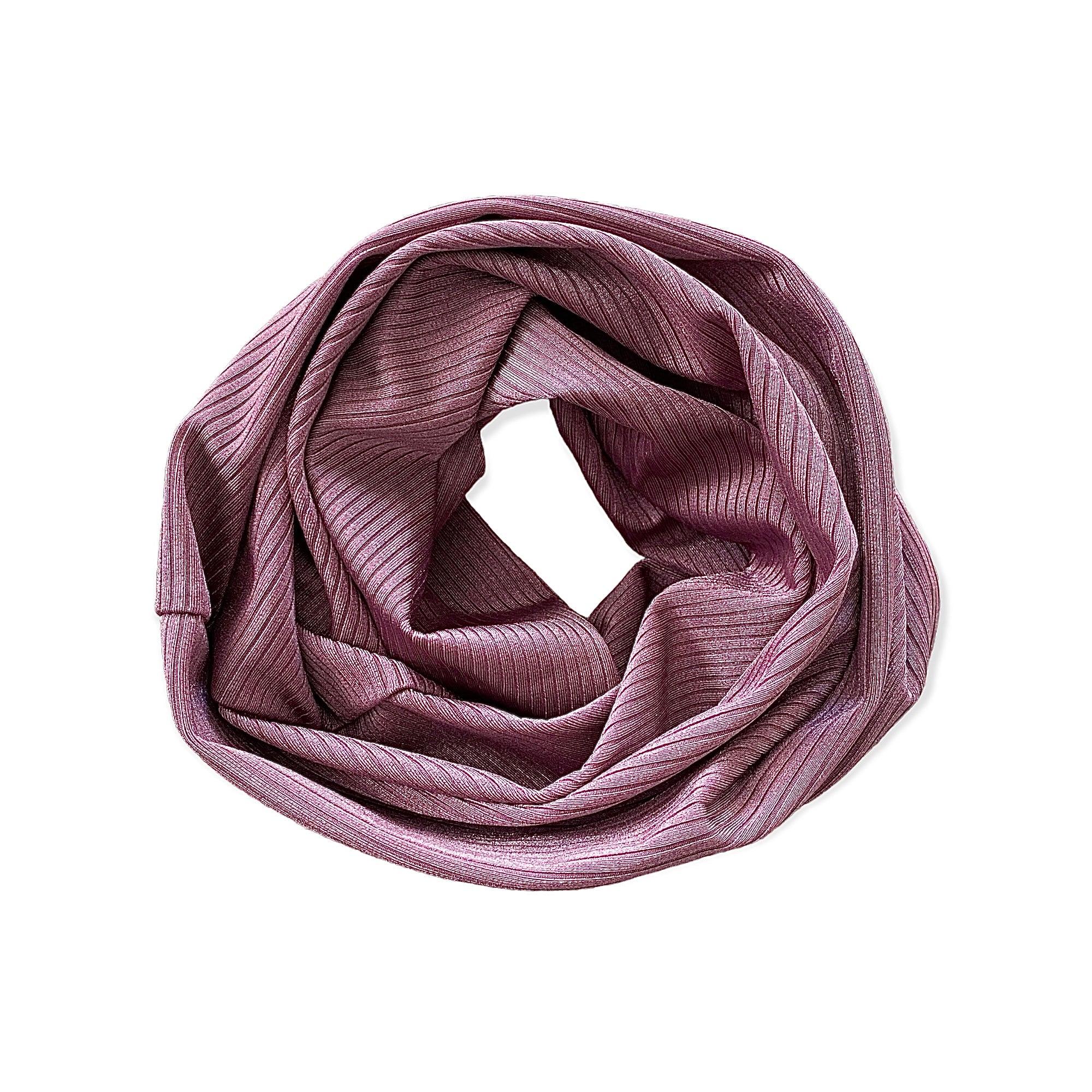 Dusty Orchid Shiny Ribbed Slouchy Beanie and Infinity Scarf