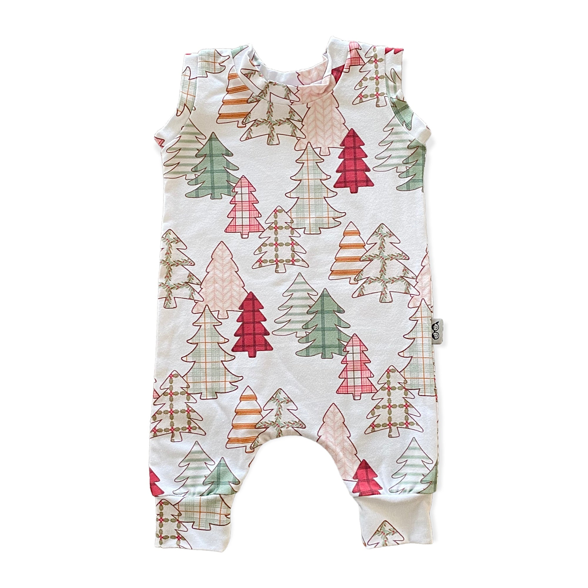 Vintage Christmas Trees Harem Romper