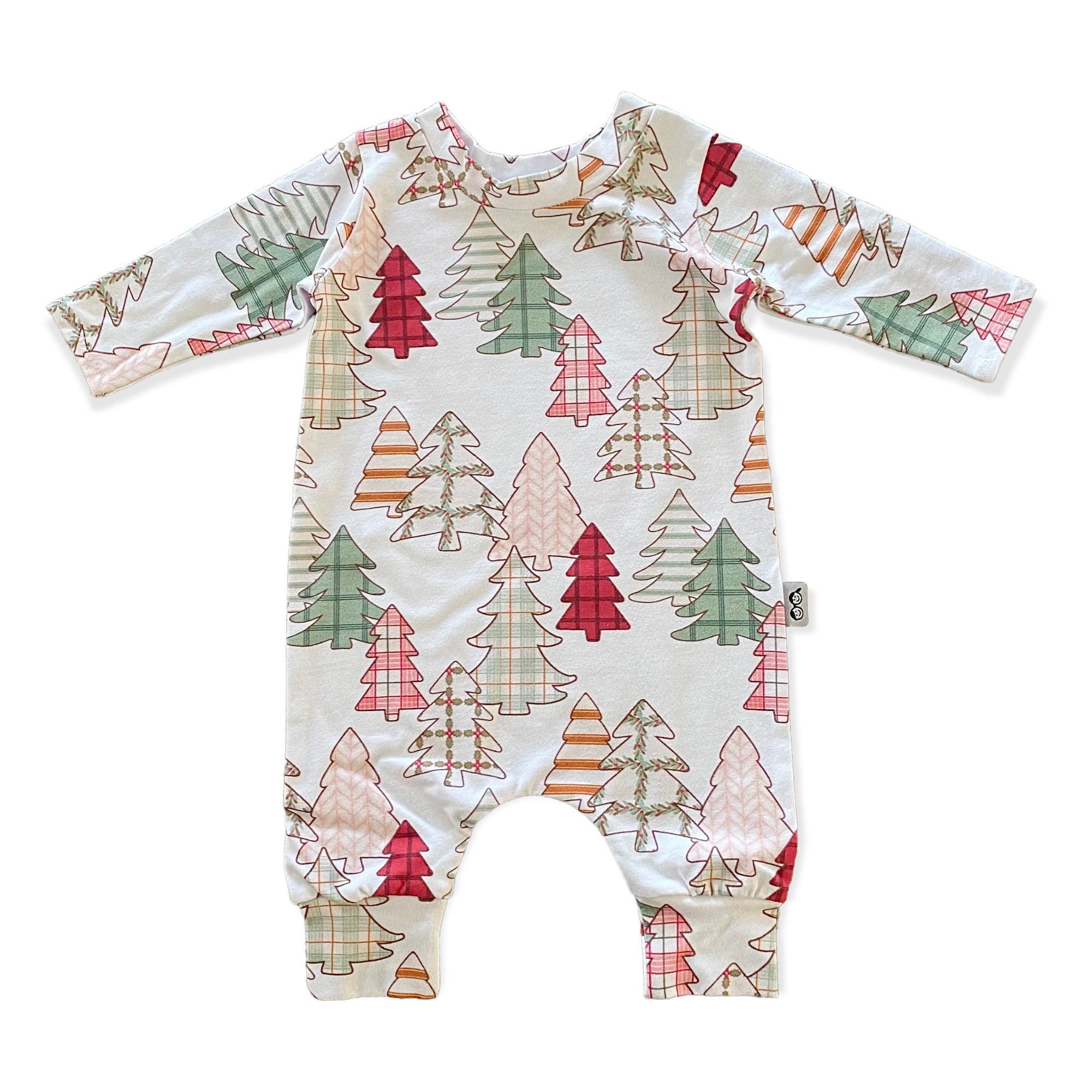 Vintage Christmas Trees Harem Long-Sleeve Romper