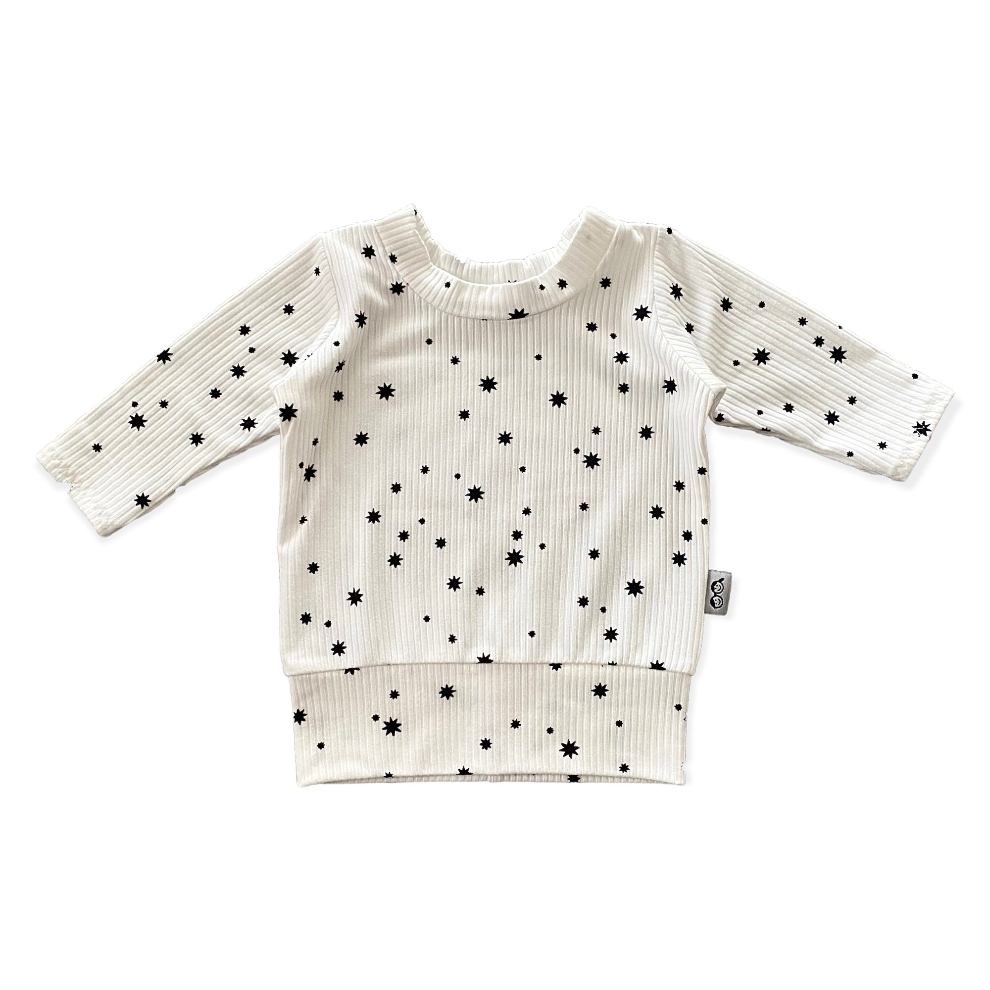 My Lucky Stars on White Ribbed Lounge Top