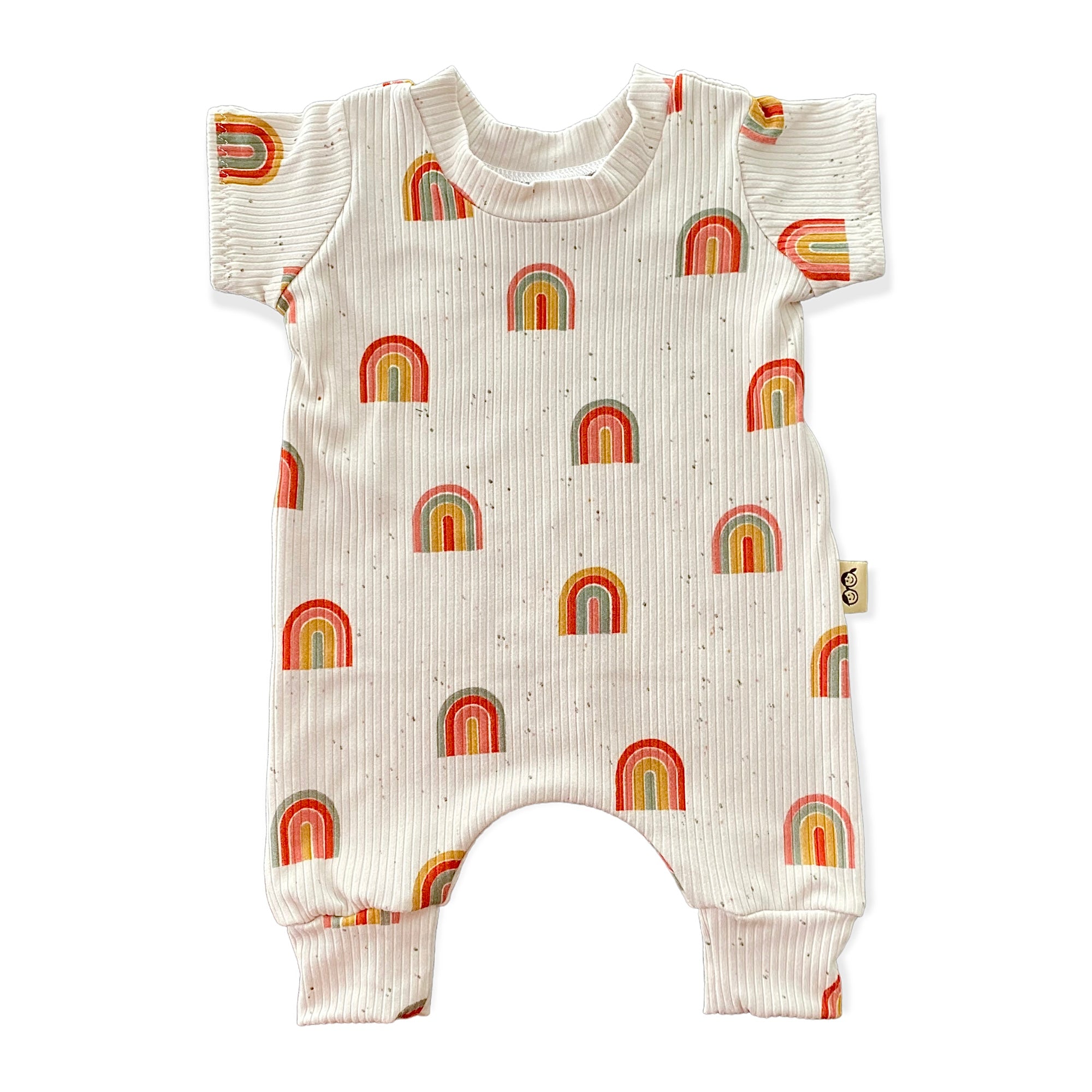 Retro Rainbows Ribbed Harem Romper