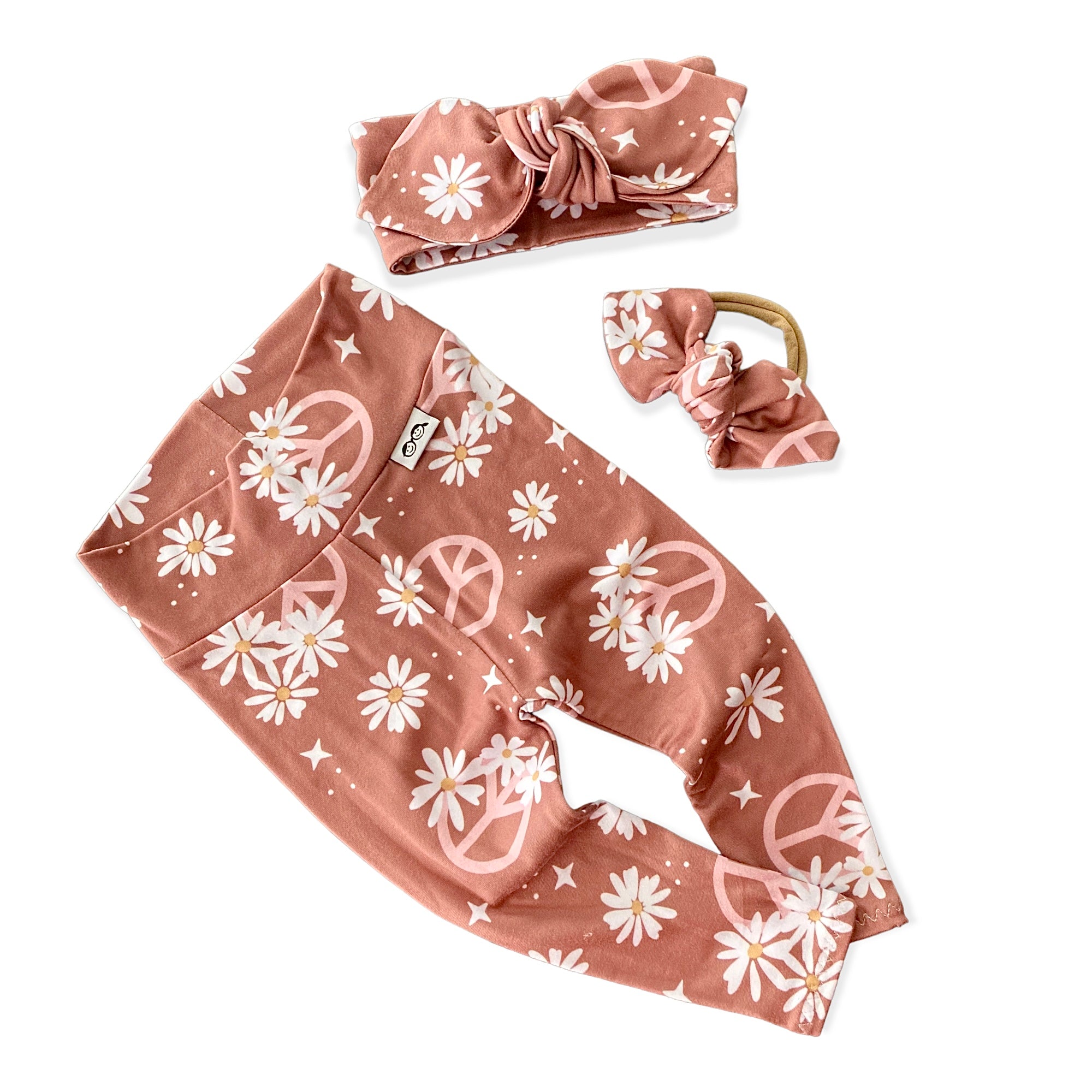 Mauve Flower Power Leggings and/or Headbands