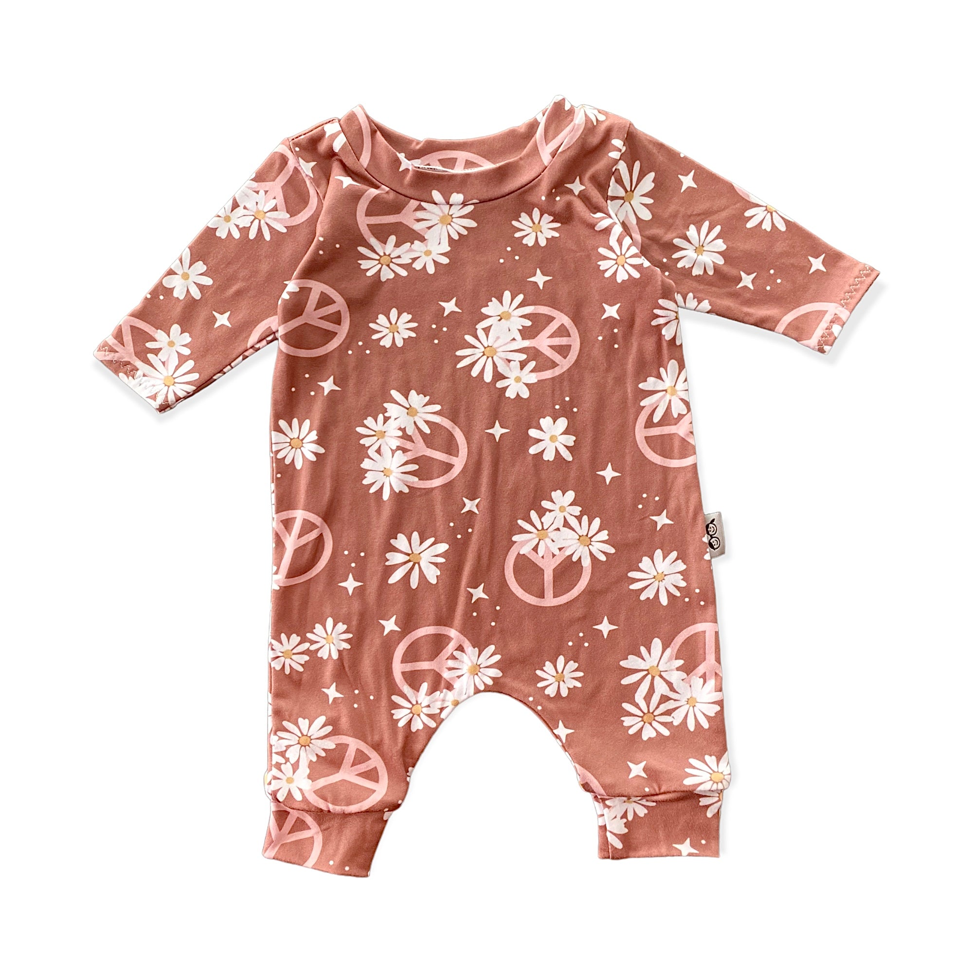Mauve Flower Power Harem Long-Sleeve Romper