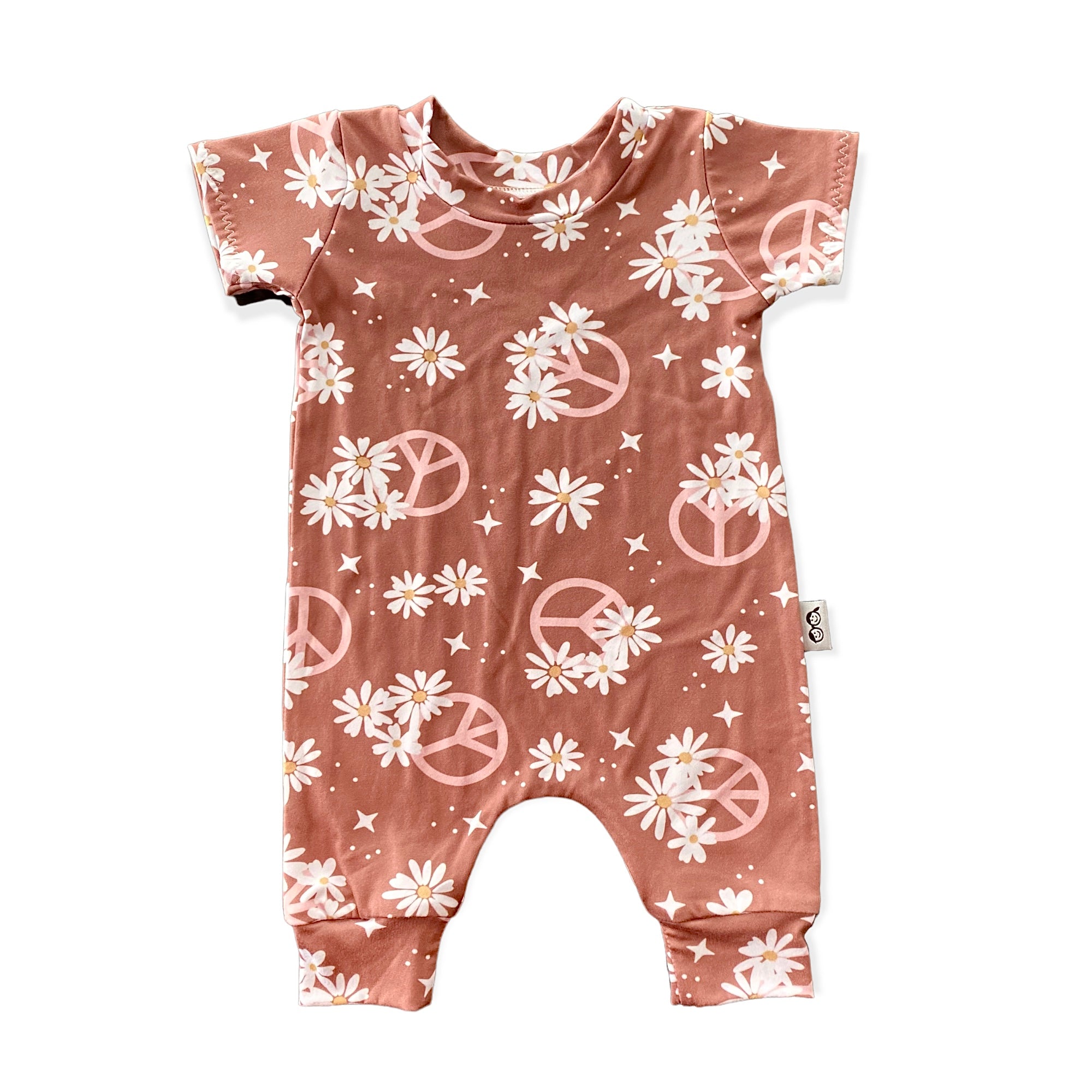 Mauve Flower Power Harem Short-Sleeve Romper