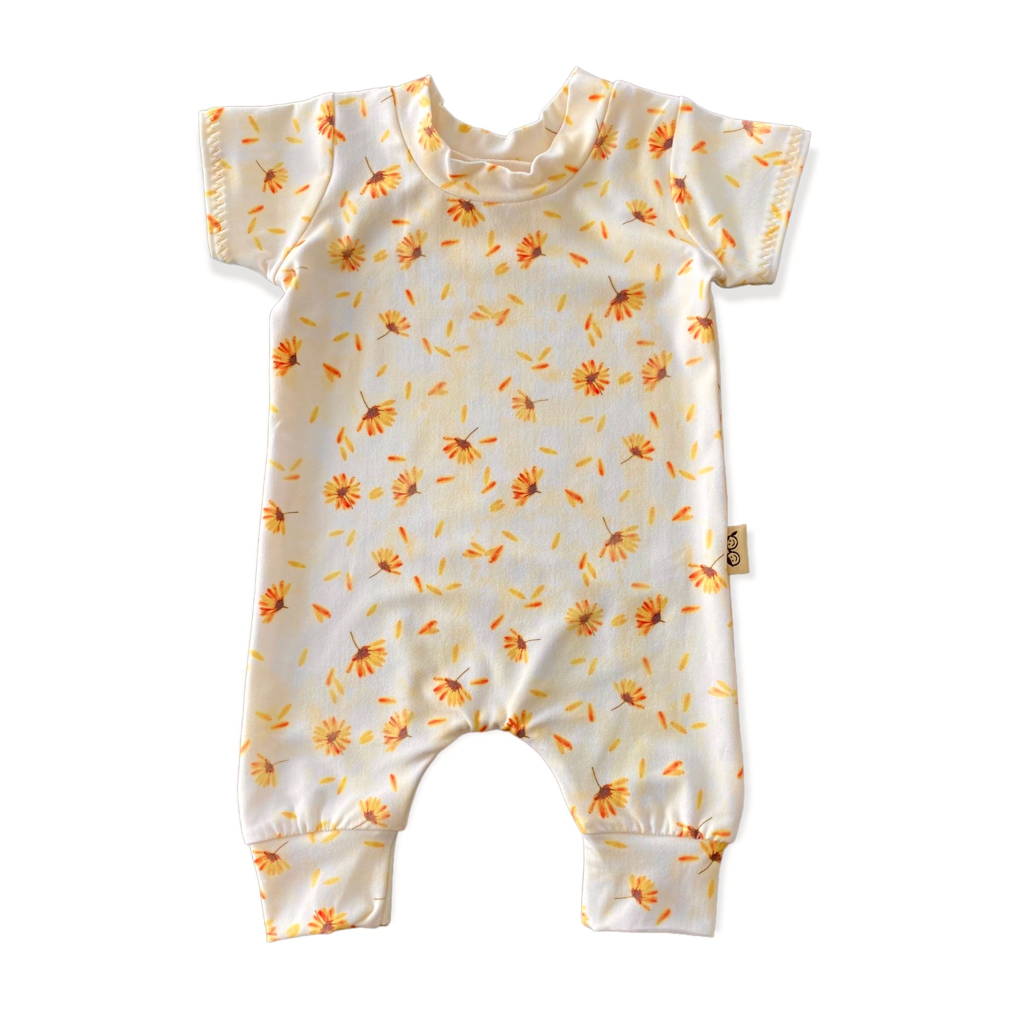 Daisy Blossom on Cream Harem Romper
