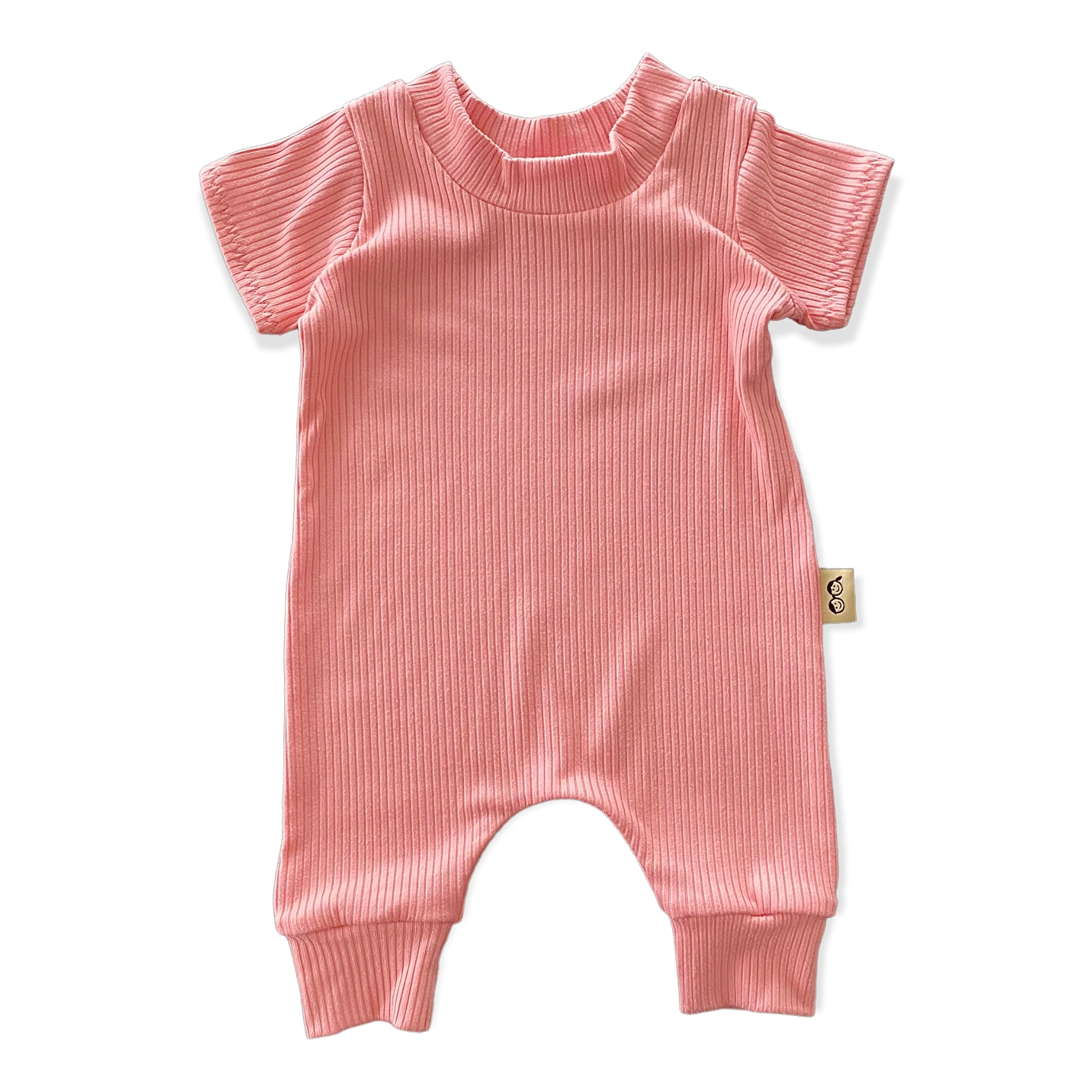 Pink Ribbed Harem Romper