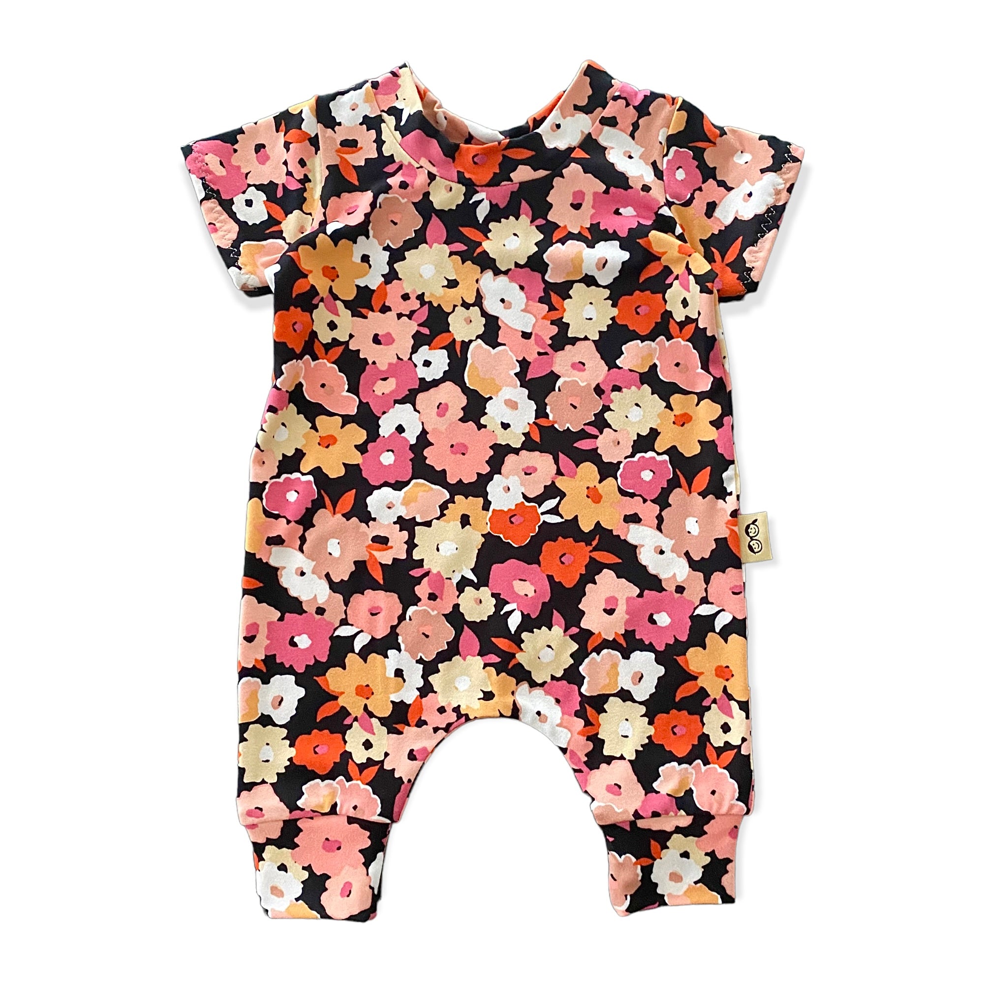 Poppies on Black Harem Romper