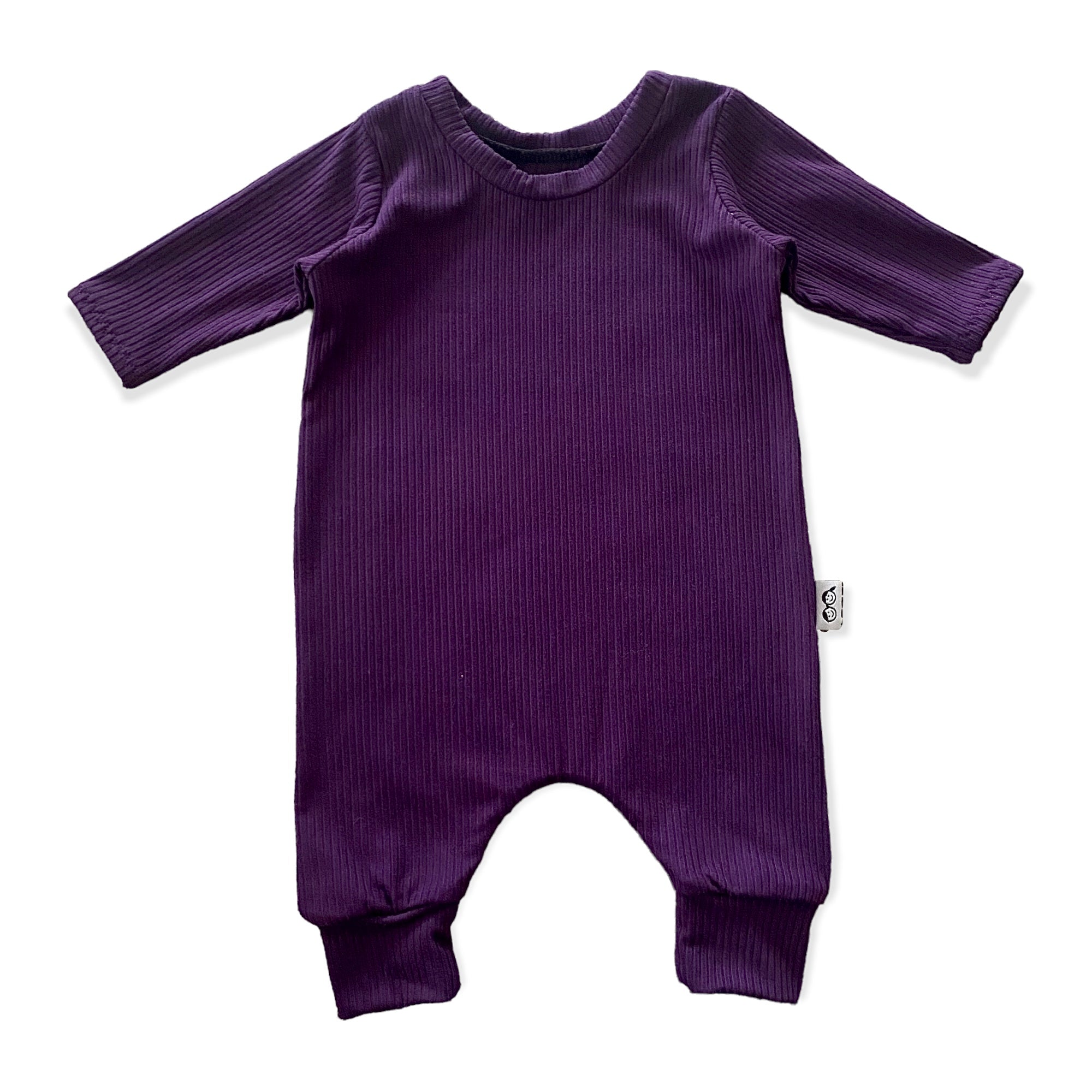 Purple Rib Harem Long-Sleeve Romper
