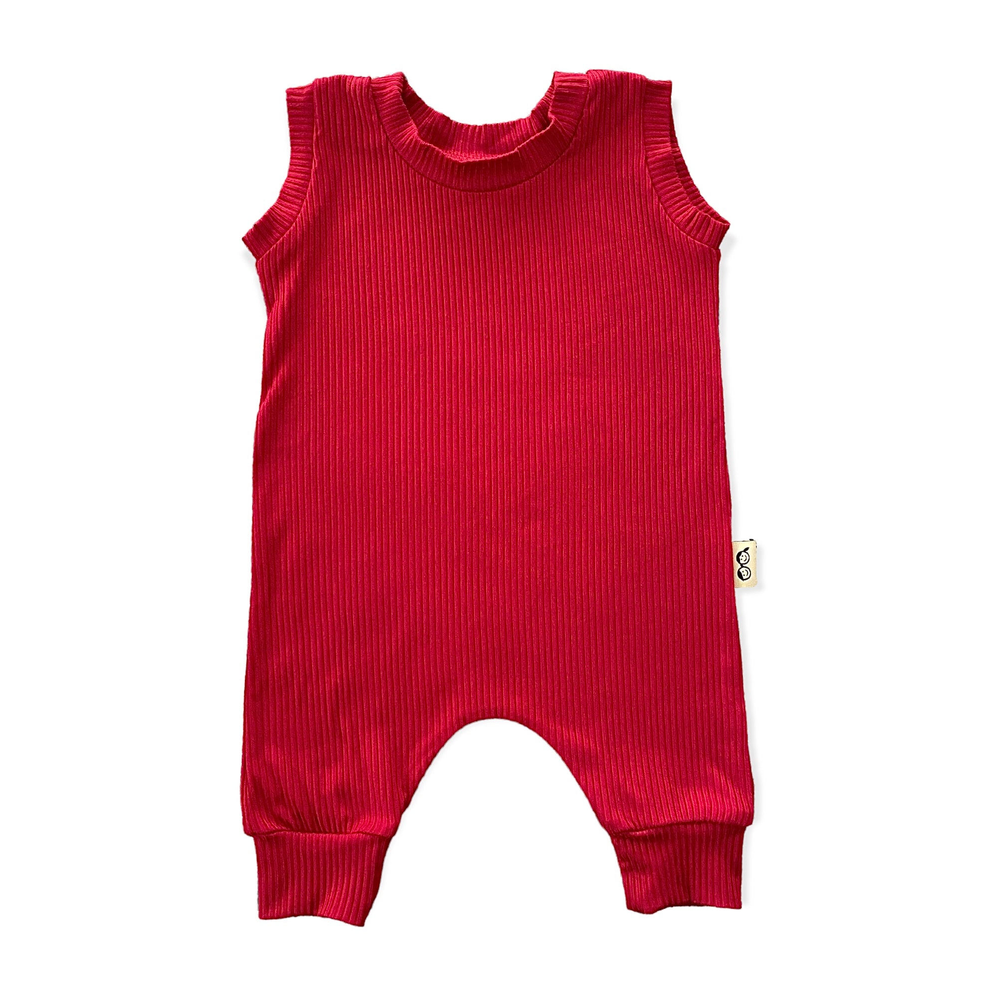 Red Rib Harem Romper