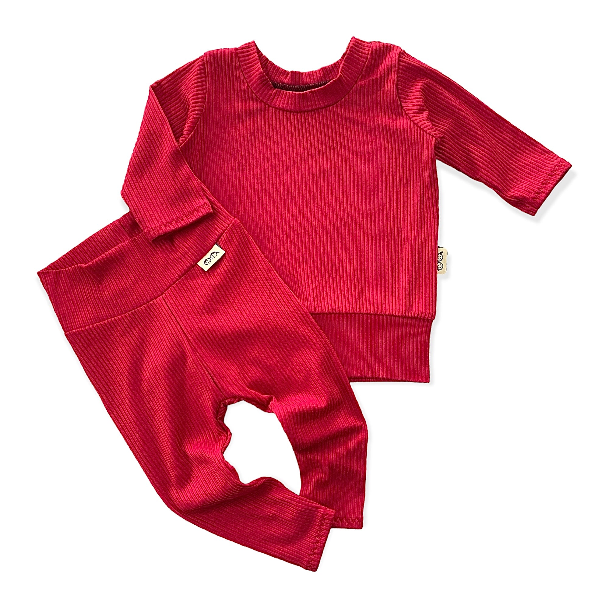Red Ribbed Lounge Set