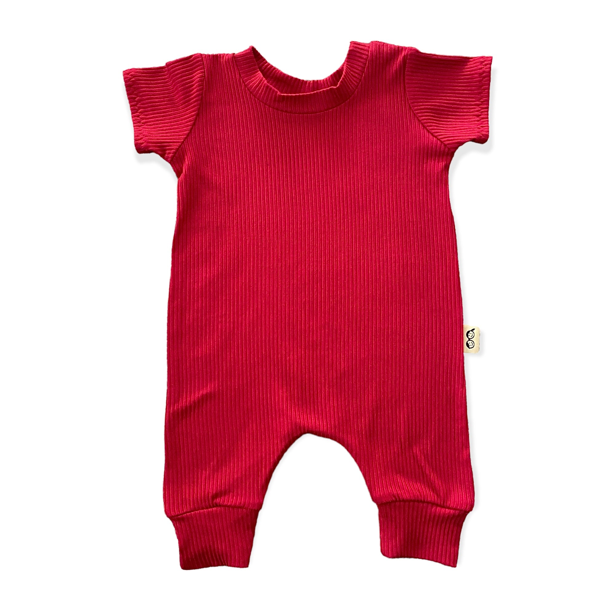 Red Ribbed Harem Romper