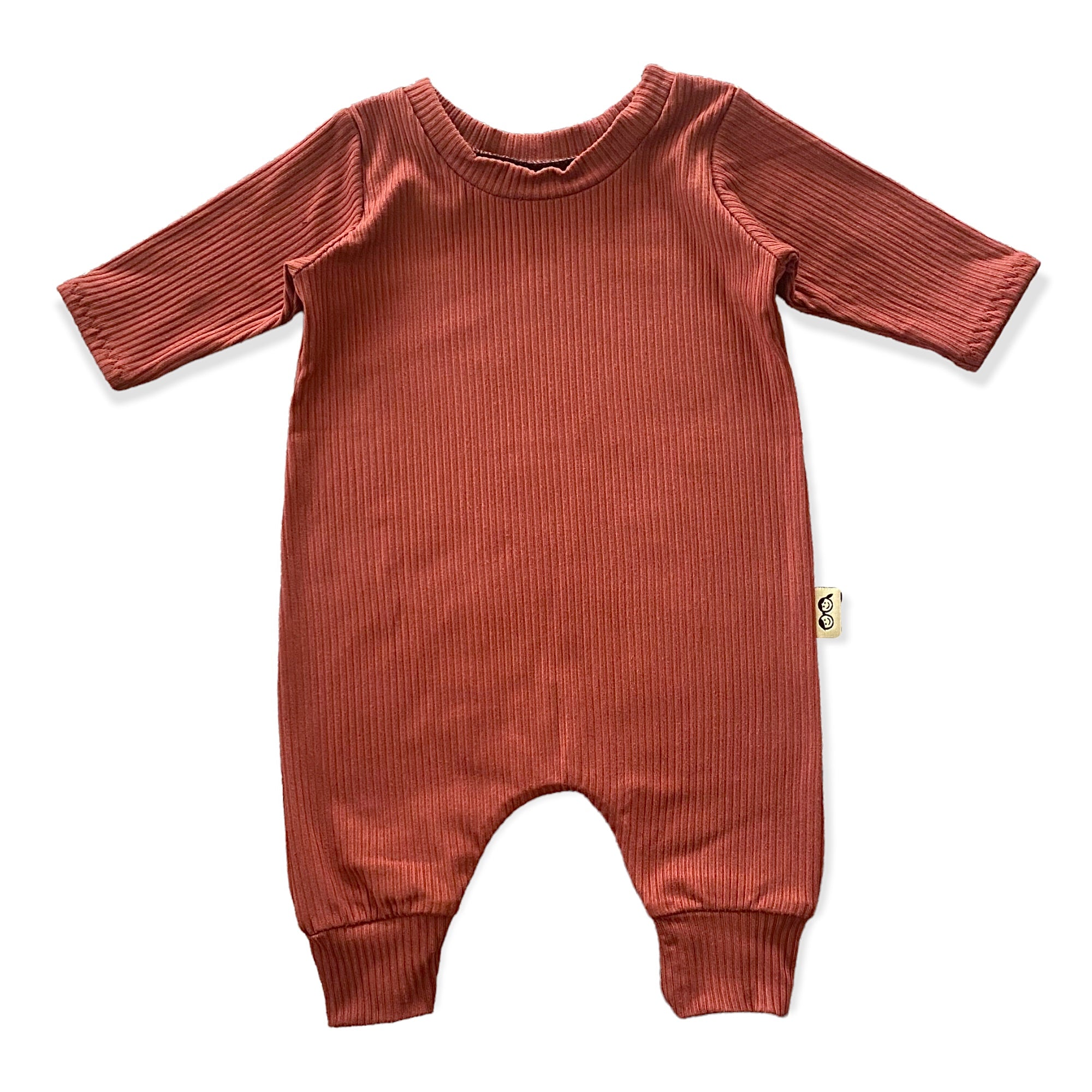 Rust Rib Harem Long-Sleeve Romper