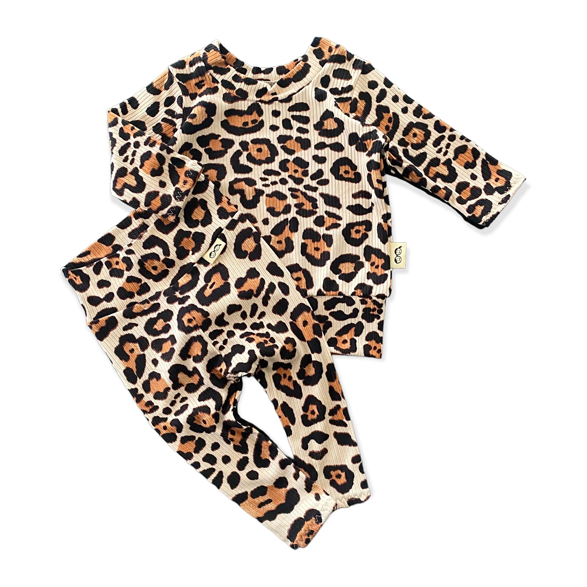 Taupe Leopard Ribbed Lounge Set