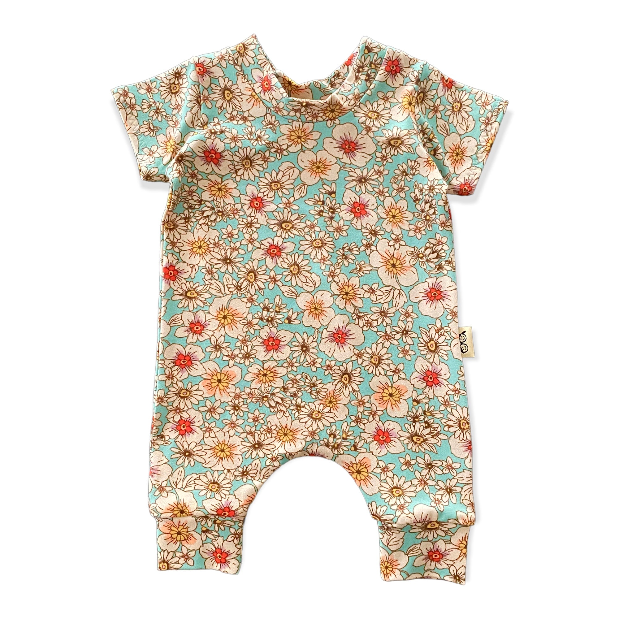 Vintage Flowers on Mint Harem Romper
