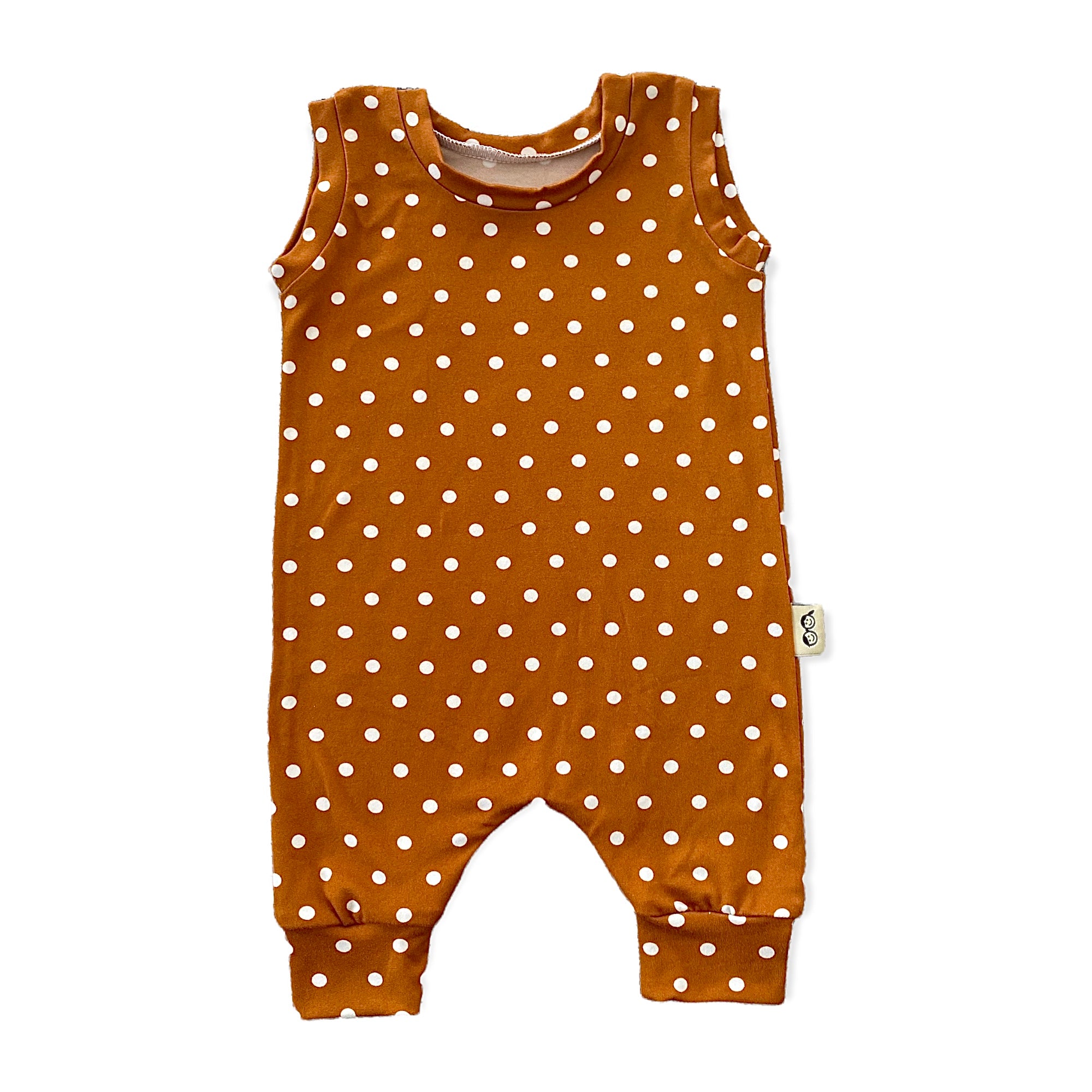 White Dots on Brown Harem Romper