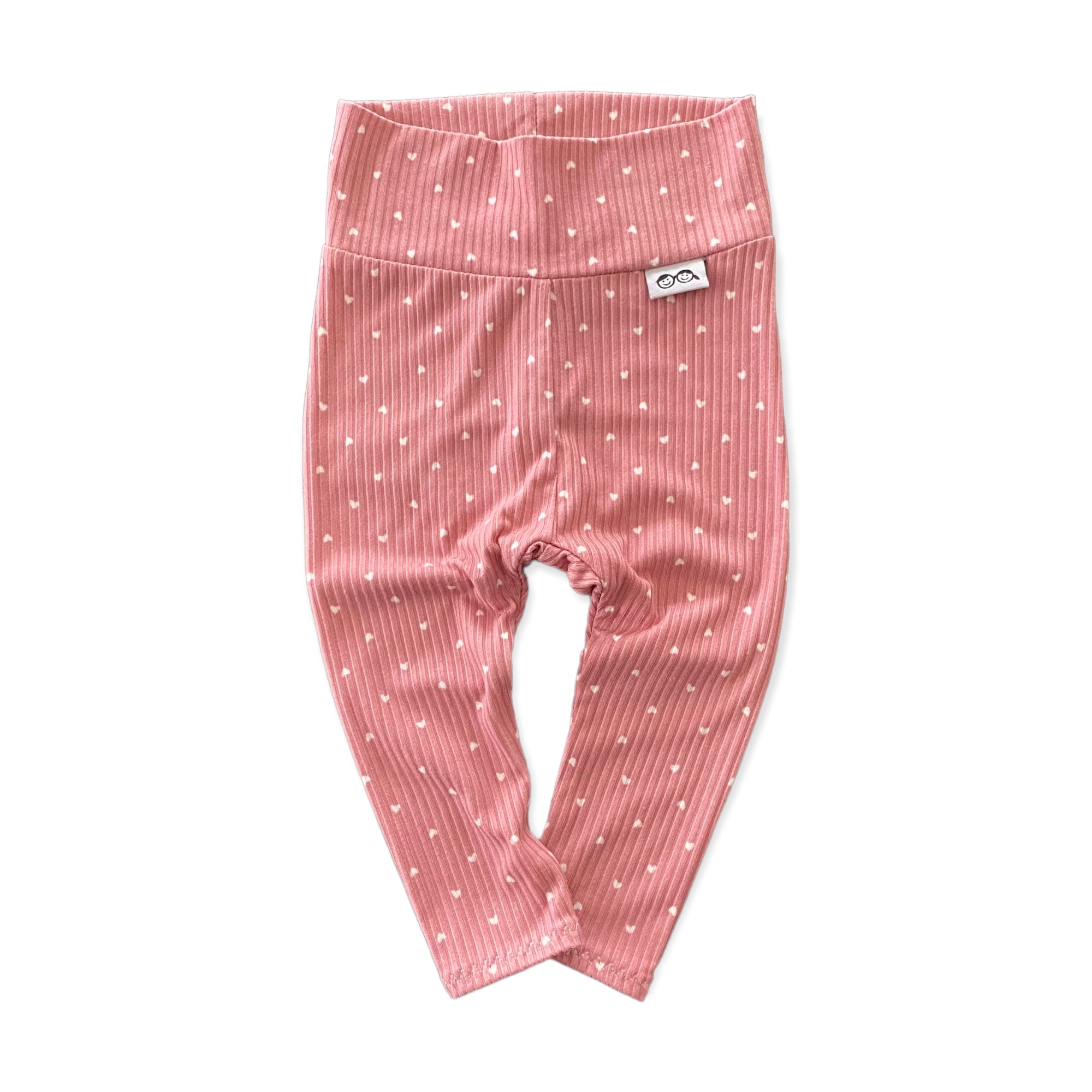 White Hearts on Dusty Rose Ribbed Lounge Set