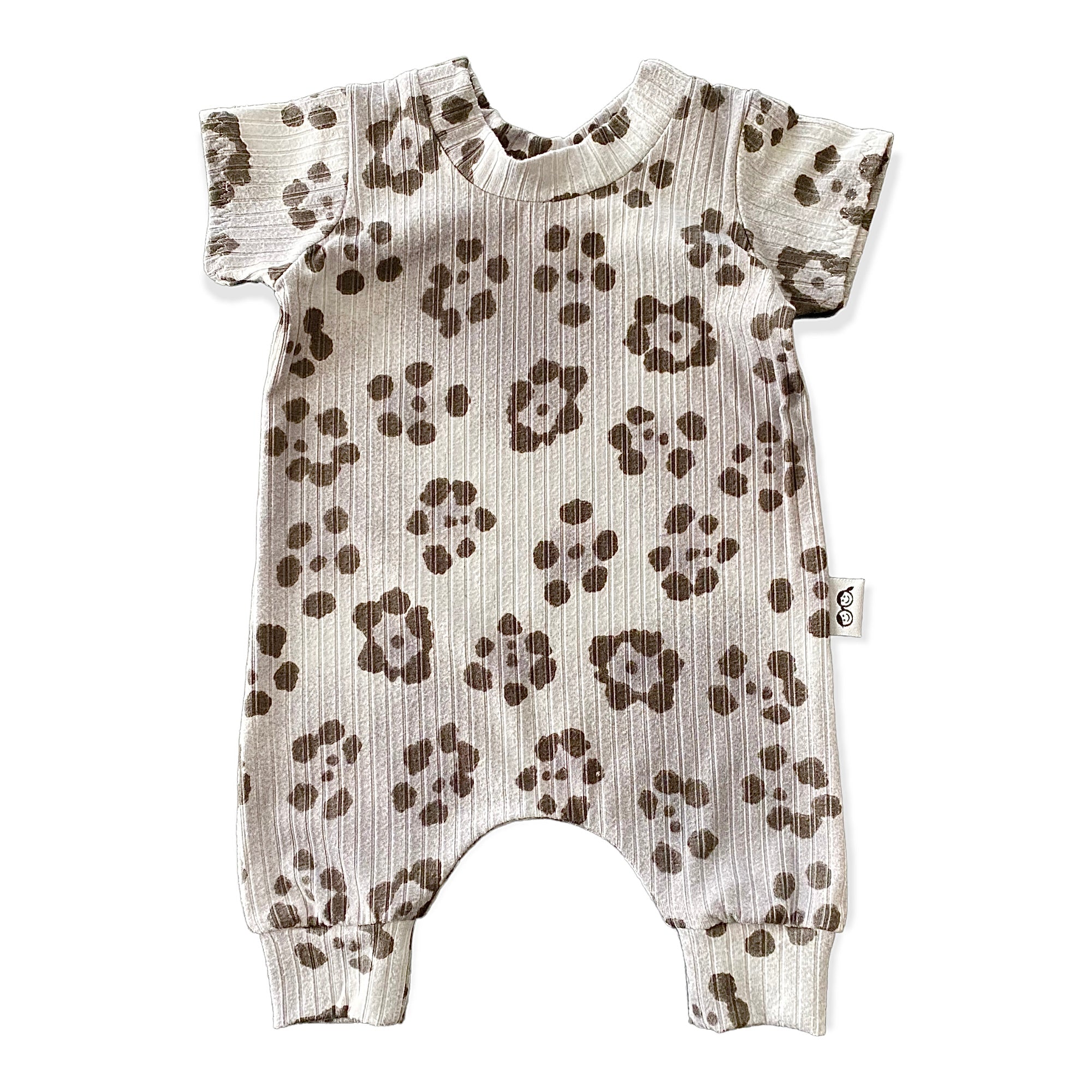 Grey Cheetah Flowers Harem Romper