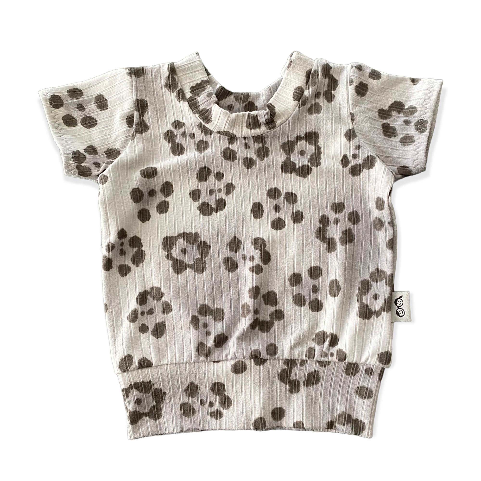Grey Cheetah Flowers Ribbed Summer Lounge Set