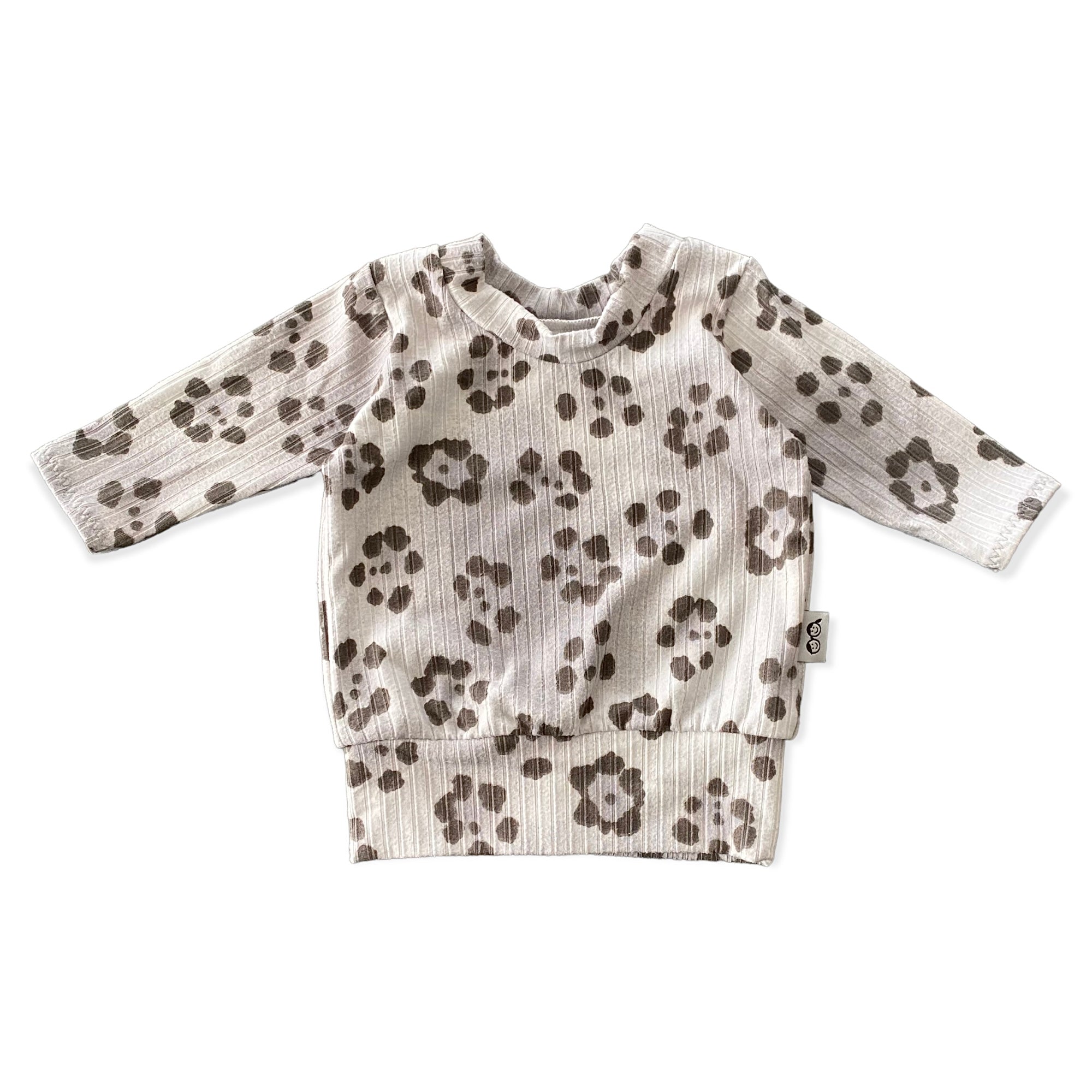Grey Cheetah Flowers Ribbed Lounge Set