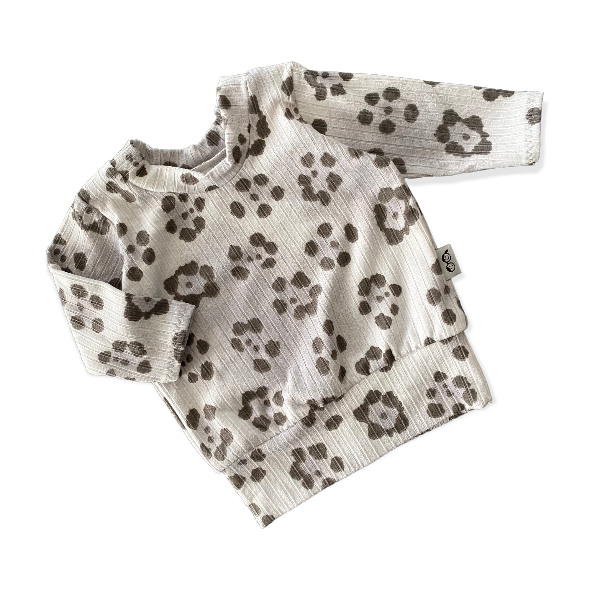Grey Cheetah Flowers Ribbed Lounge Set