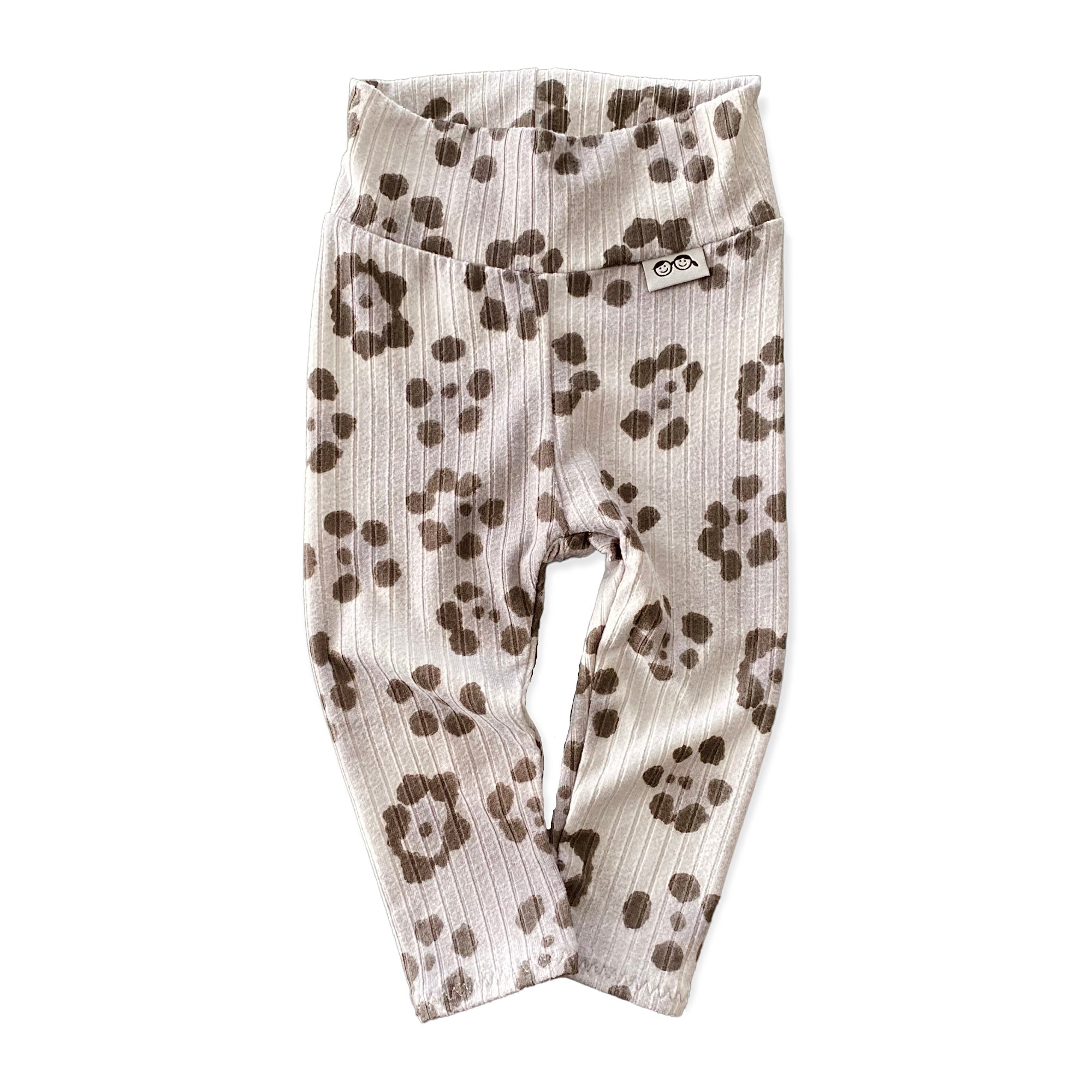 Grey Cheetah Flowers Ribbed Lounge Set