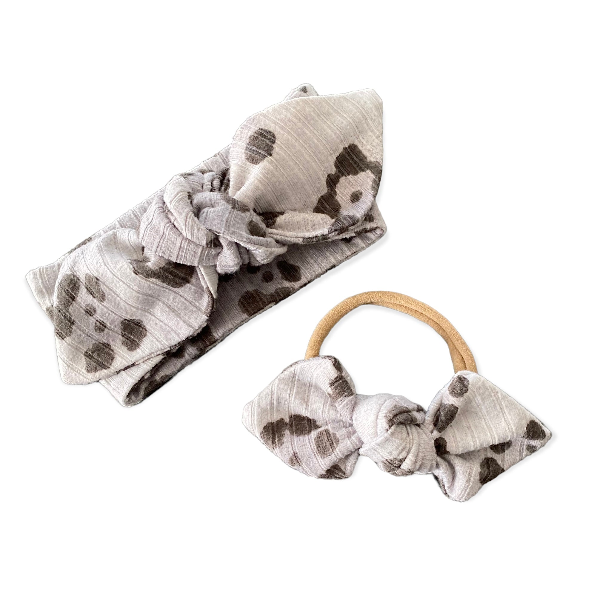 Grey Cheetah Flowers Ribbed Bummies and/or Headbands