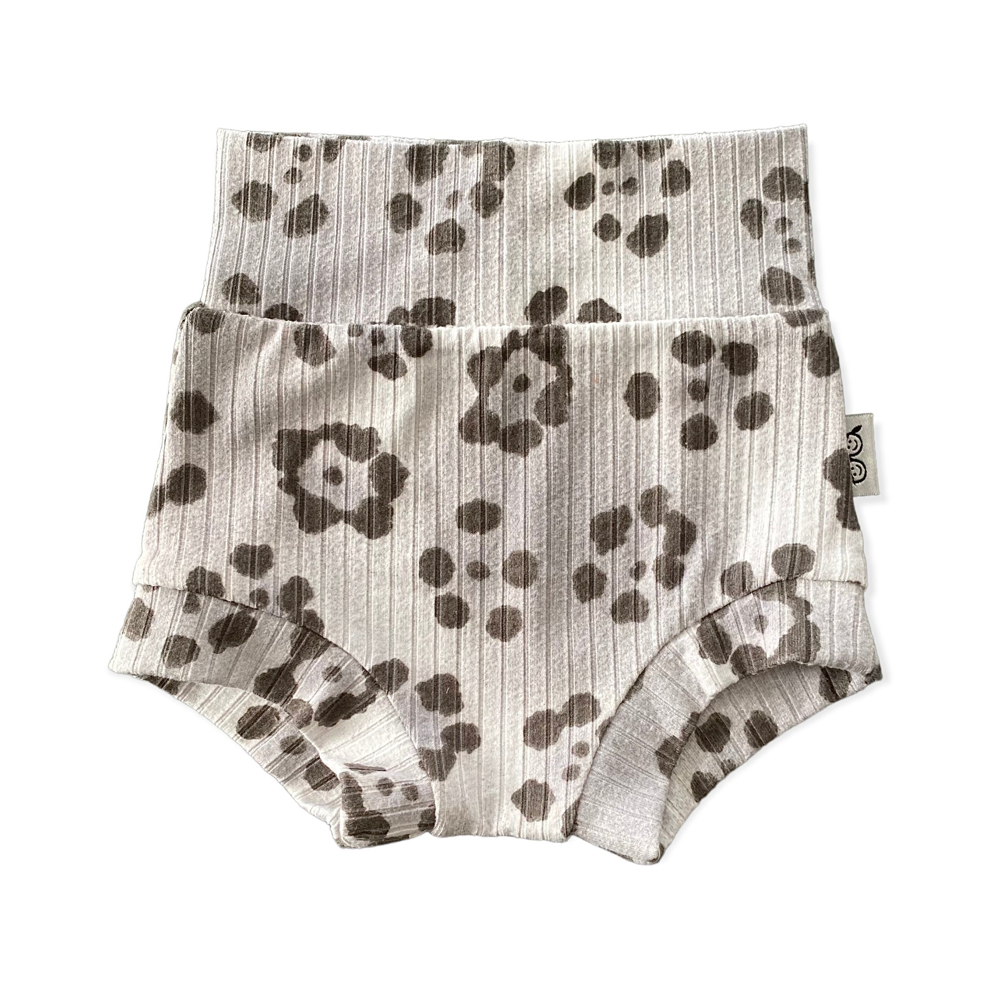Grey Cheetah Flowers Ribbed Bummies and/or Headbands