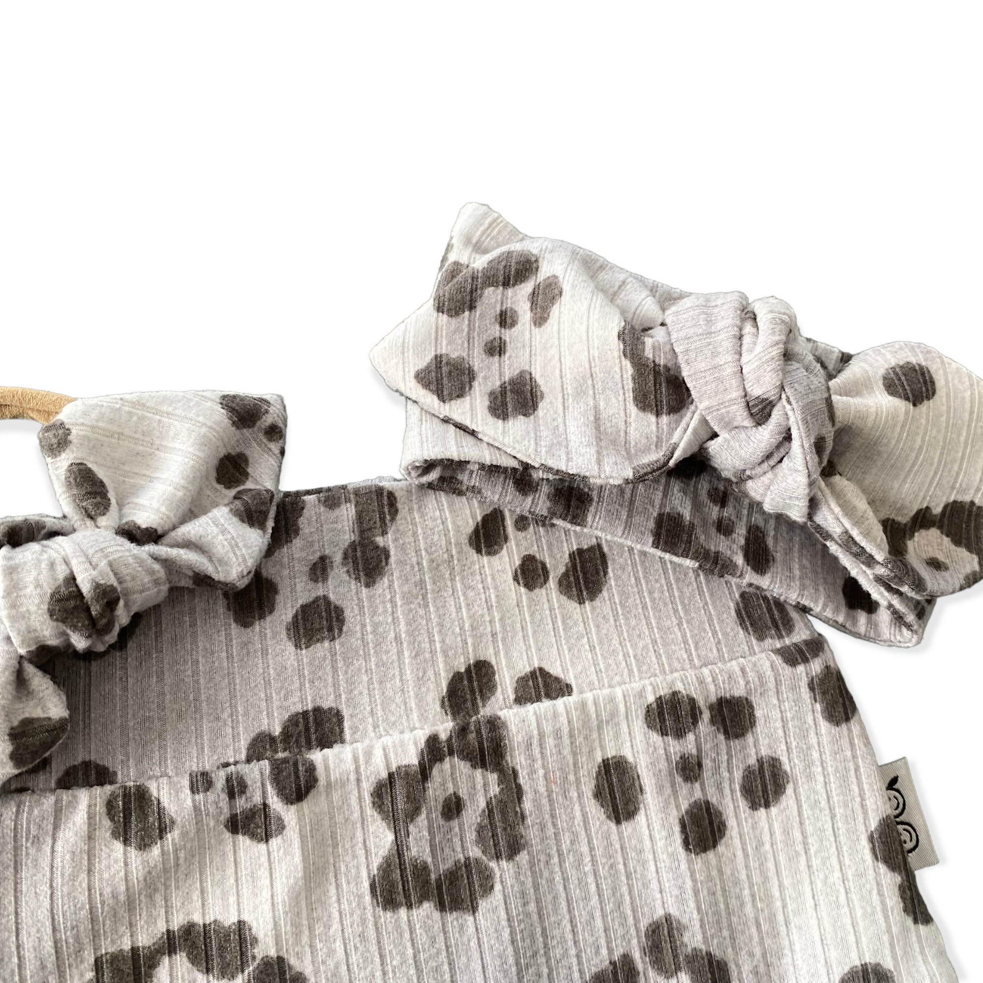 Grey Cheetah Flowers Ribbed Bummies and/or Headbands