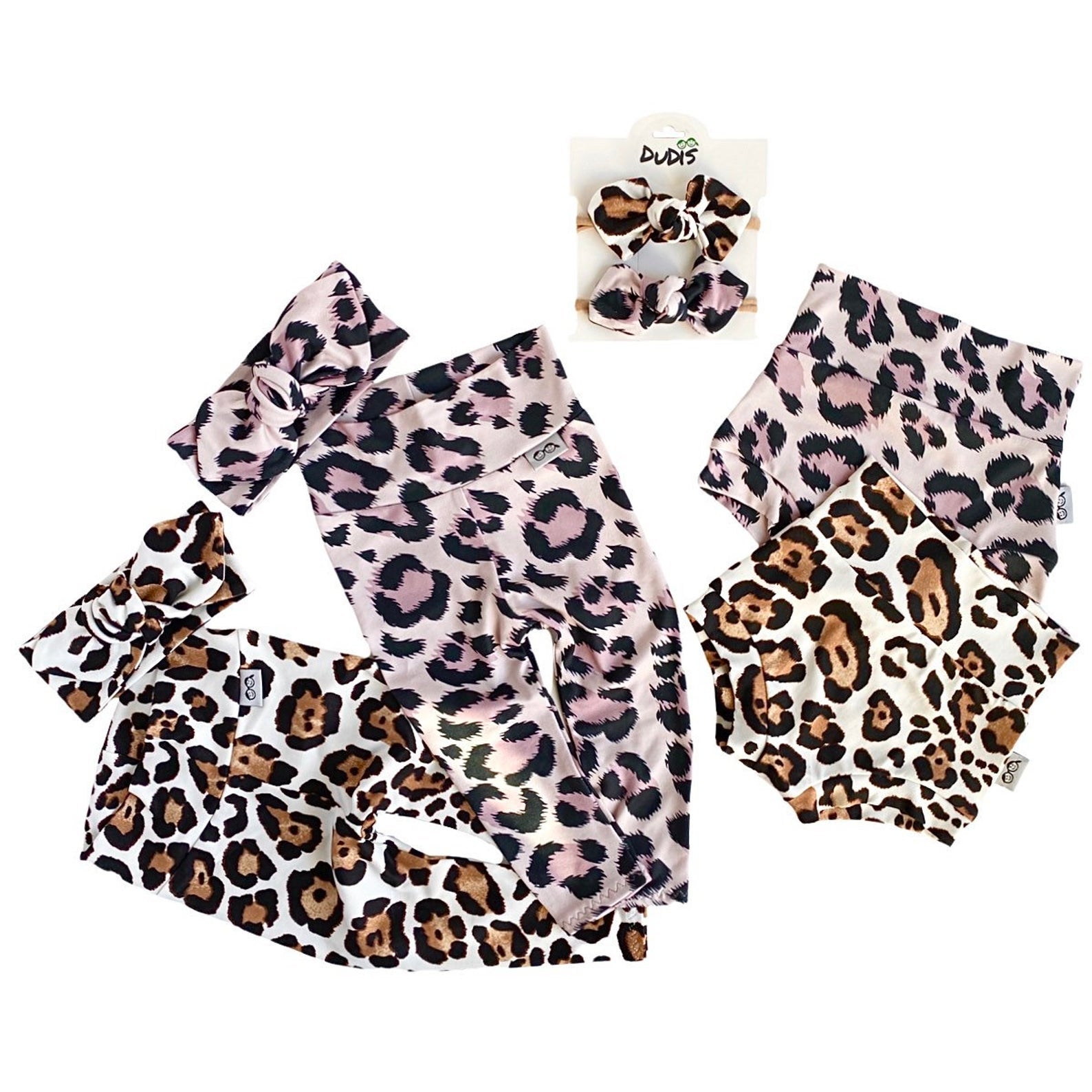 Peach Mauve Leopard Bummies and/or Headbands