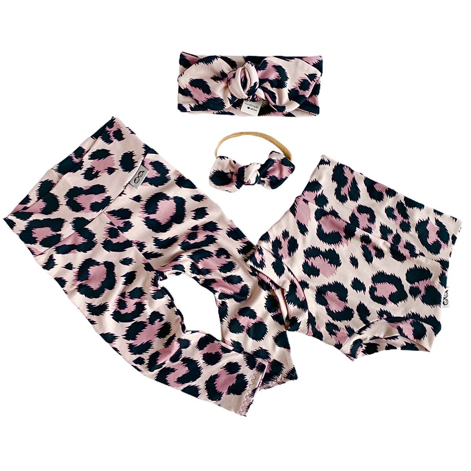 Peach Mauve Leopard Bummies and/or Headbands