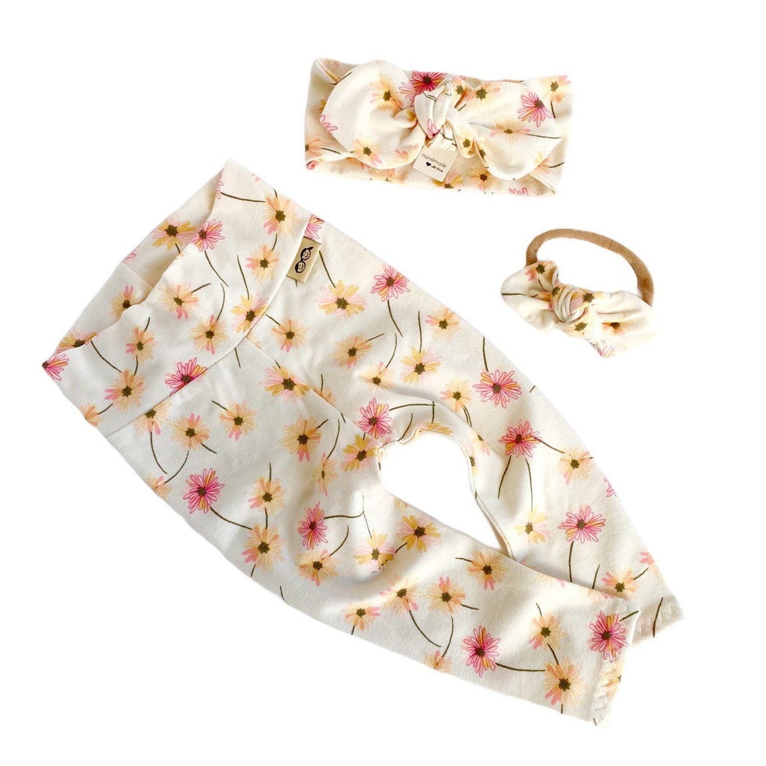 Cream Floral Leggings and/or Headbands