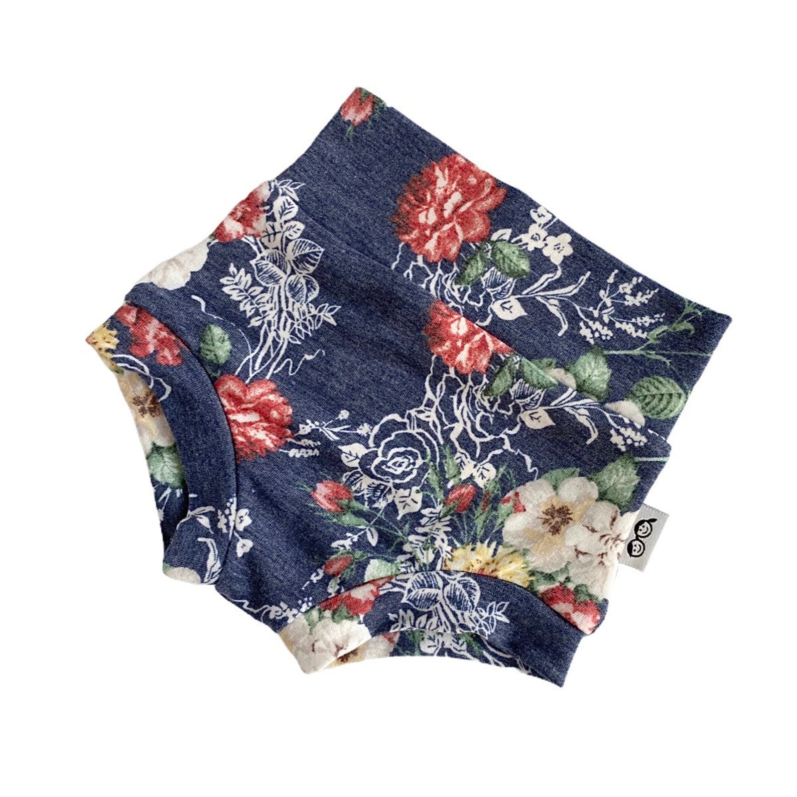 Floral on Heather Navy Bummies and/or Headbands