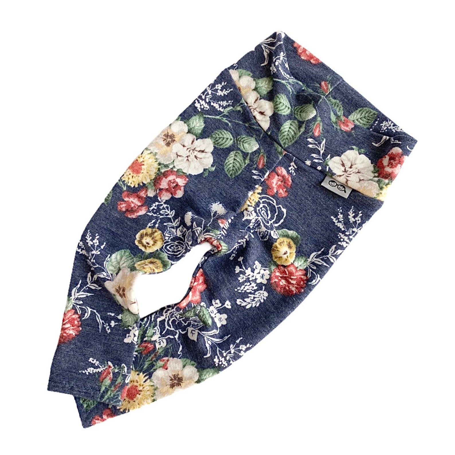Floral on Heather Navy Leggings and/or Headbands