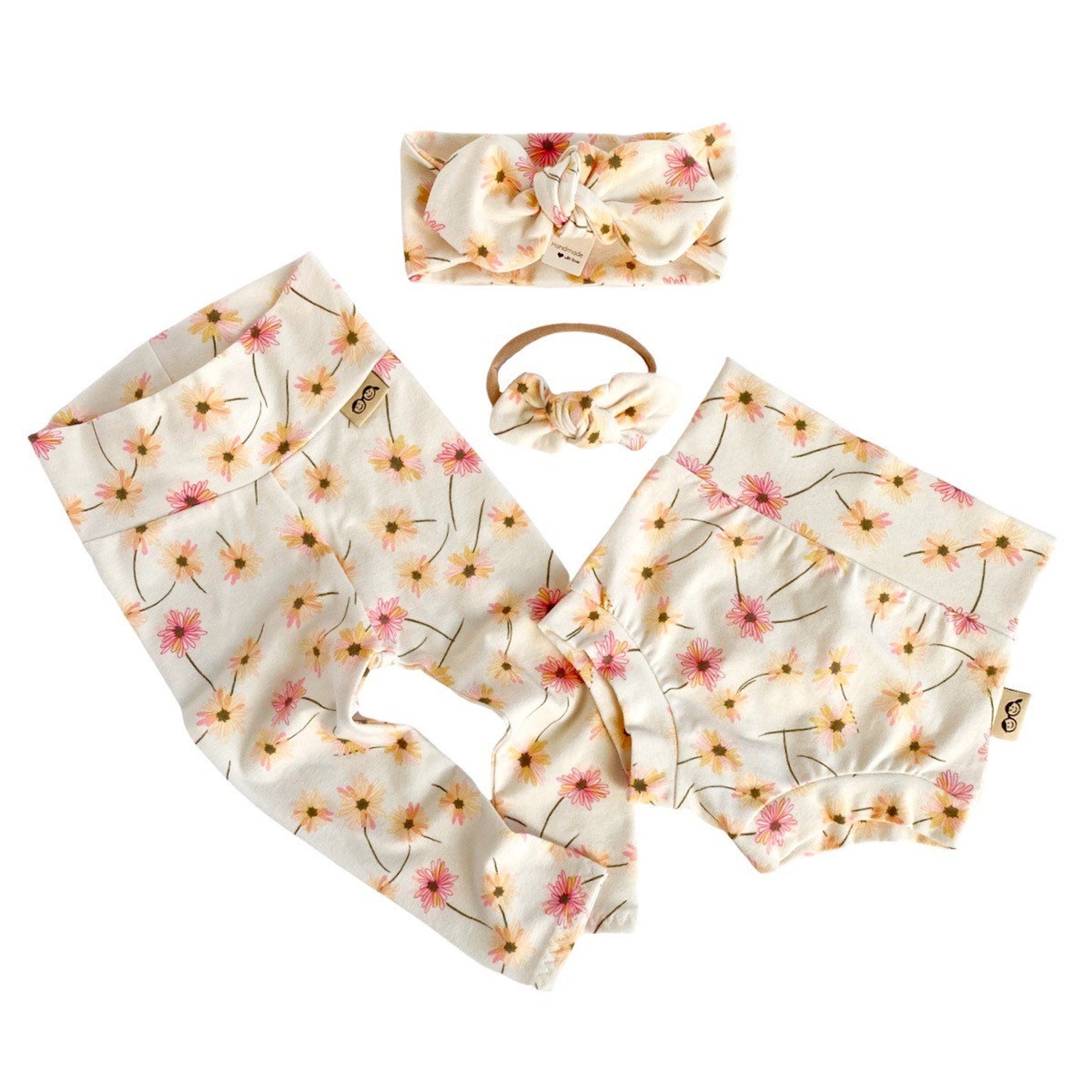 Cream Floral Bummies and/or Headbands