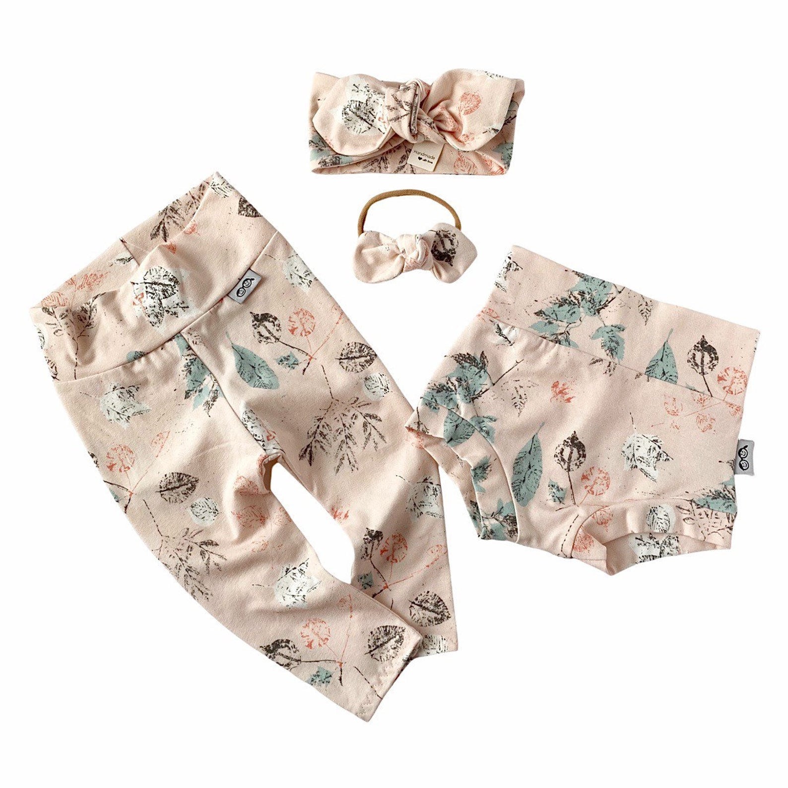 Fossil Foliage on Cream Leggings and/or Headbands