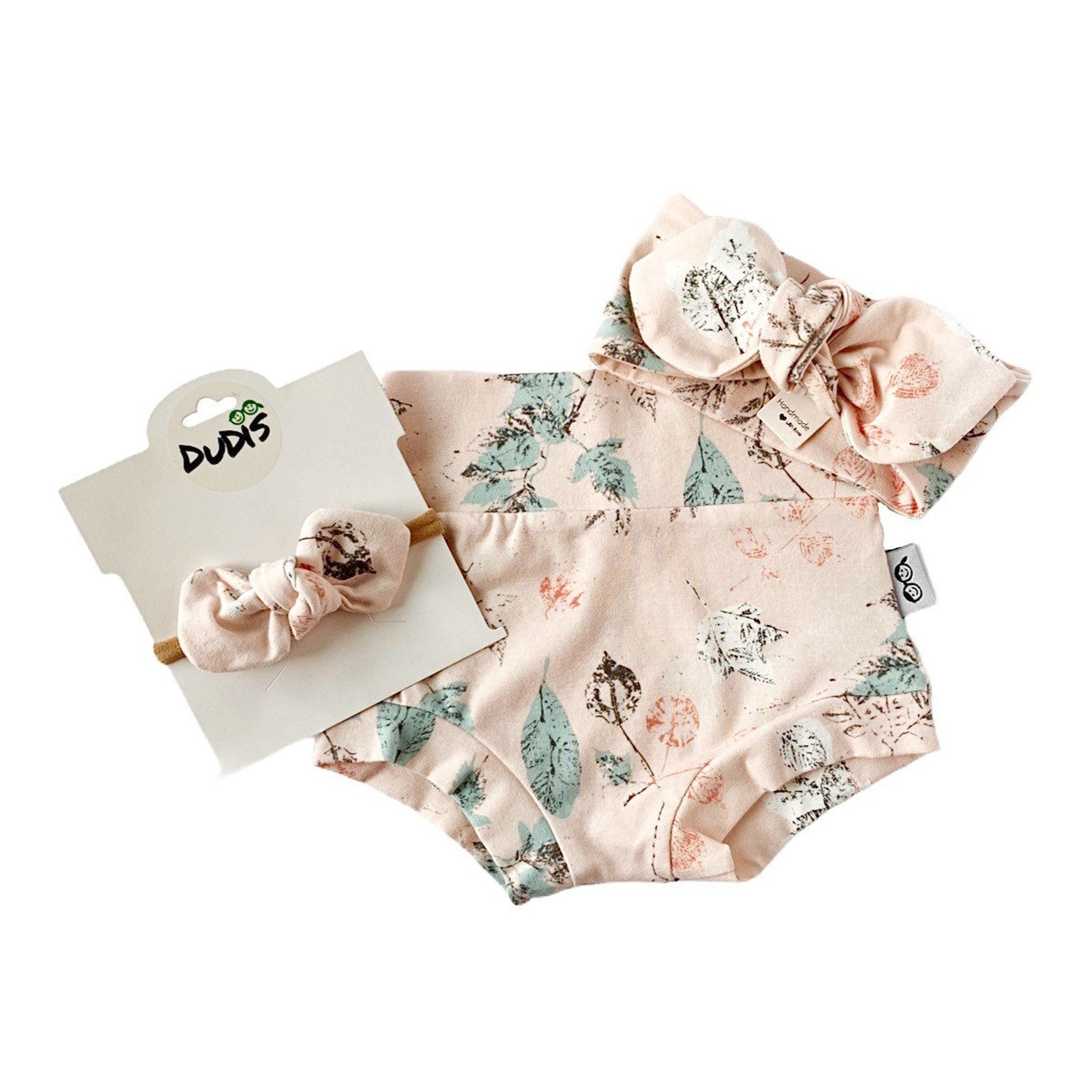 Fossil Foliage on Cream Bummies and/or Headbands